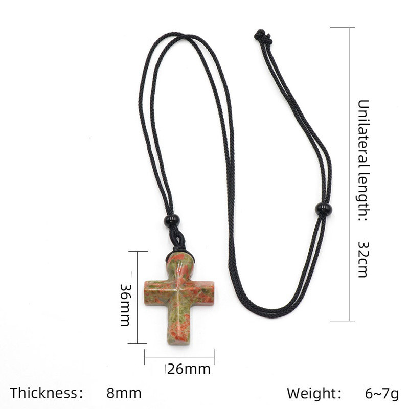Natural Quartz Crystal Gemstone Crucifix Pendant Healing Reiki Necklace Amulet
