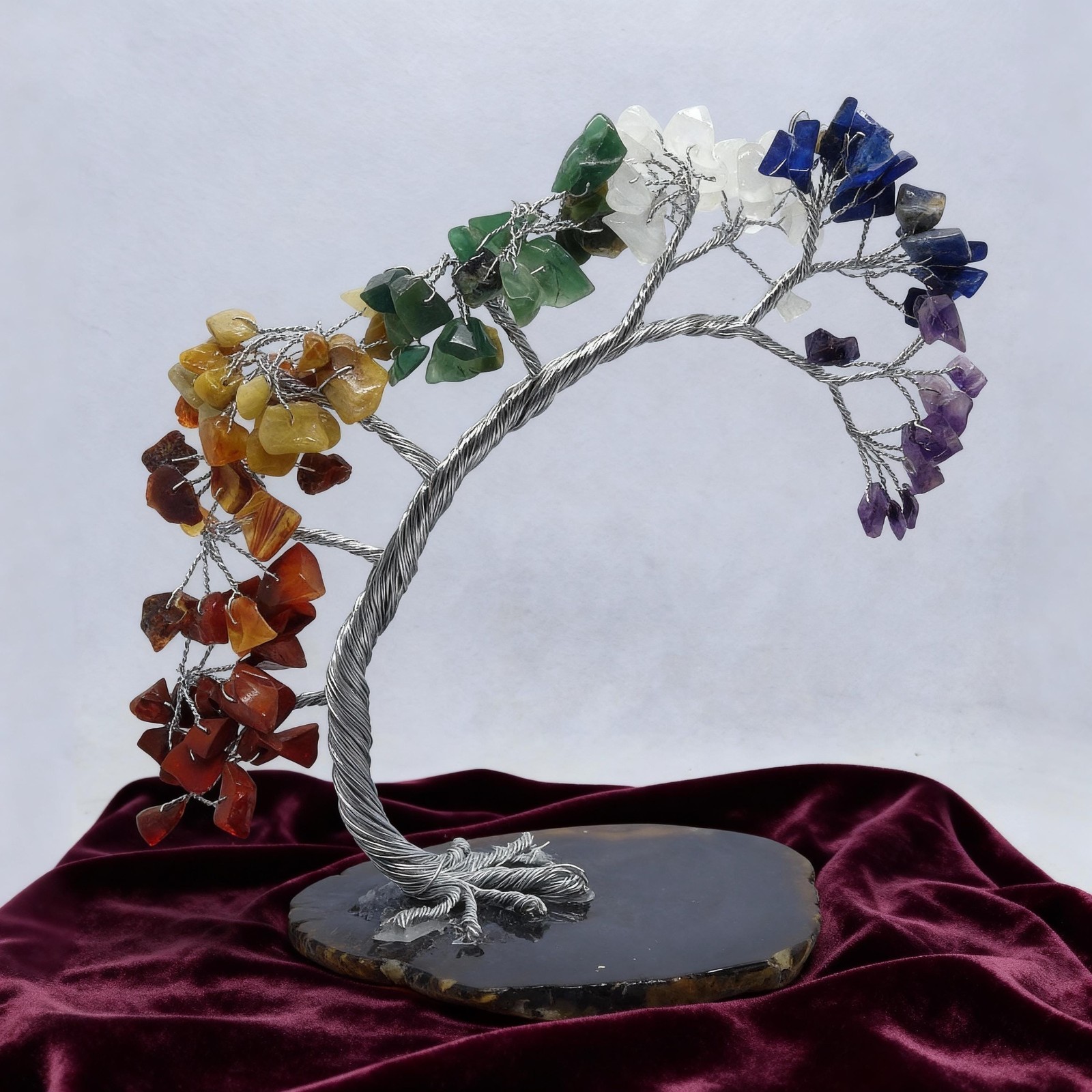 Premium 7 Chakra Gemstone Tree Decor, Mindfulness Table Accent, Gift Ready