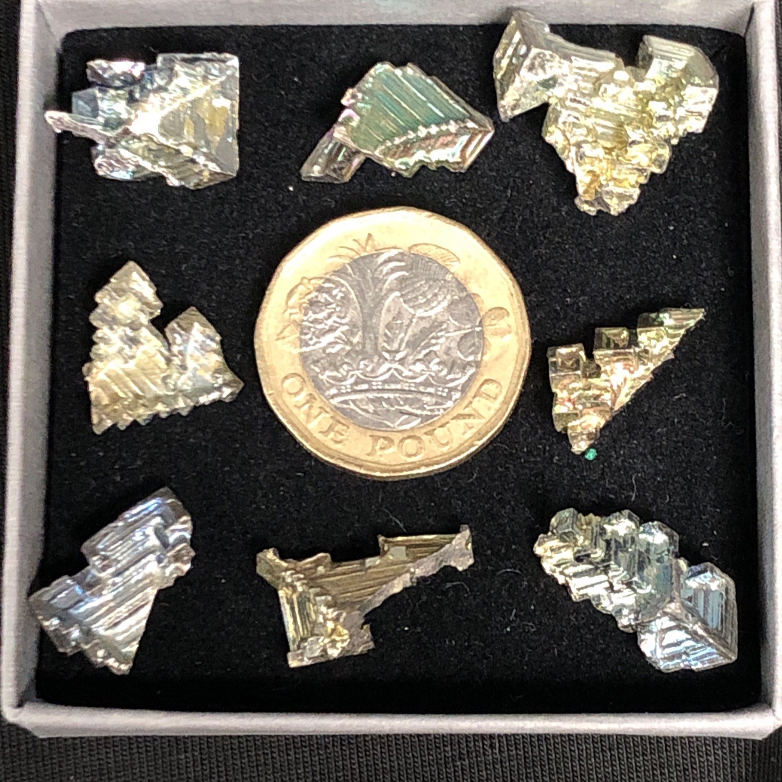 Bismuth Crystal Cluster Specimens Job Lot, x17 Pcs, 158g, Rainbow Aura Titanium