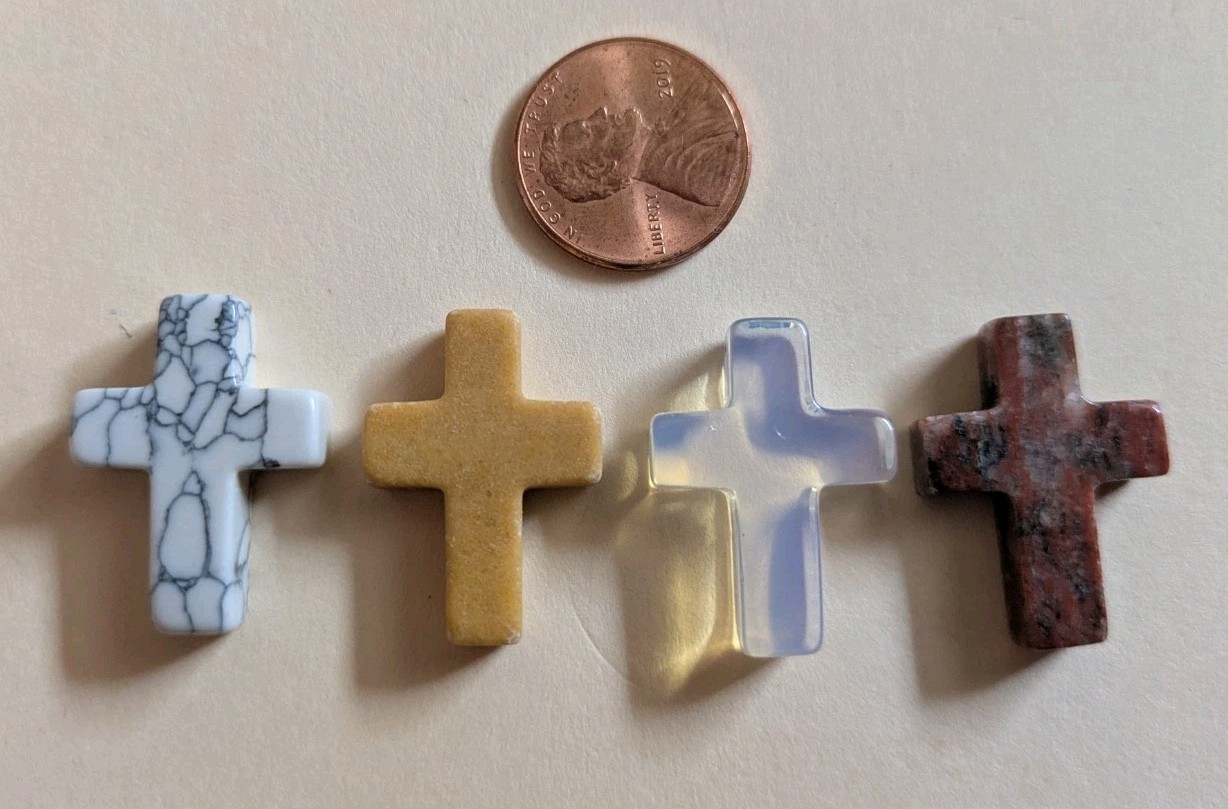 1″ Mini Crystal Crosses Natural Quartz Cross Shaped Worry Stones Charms – #12