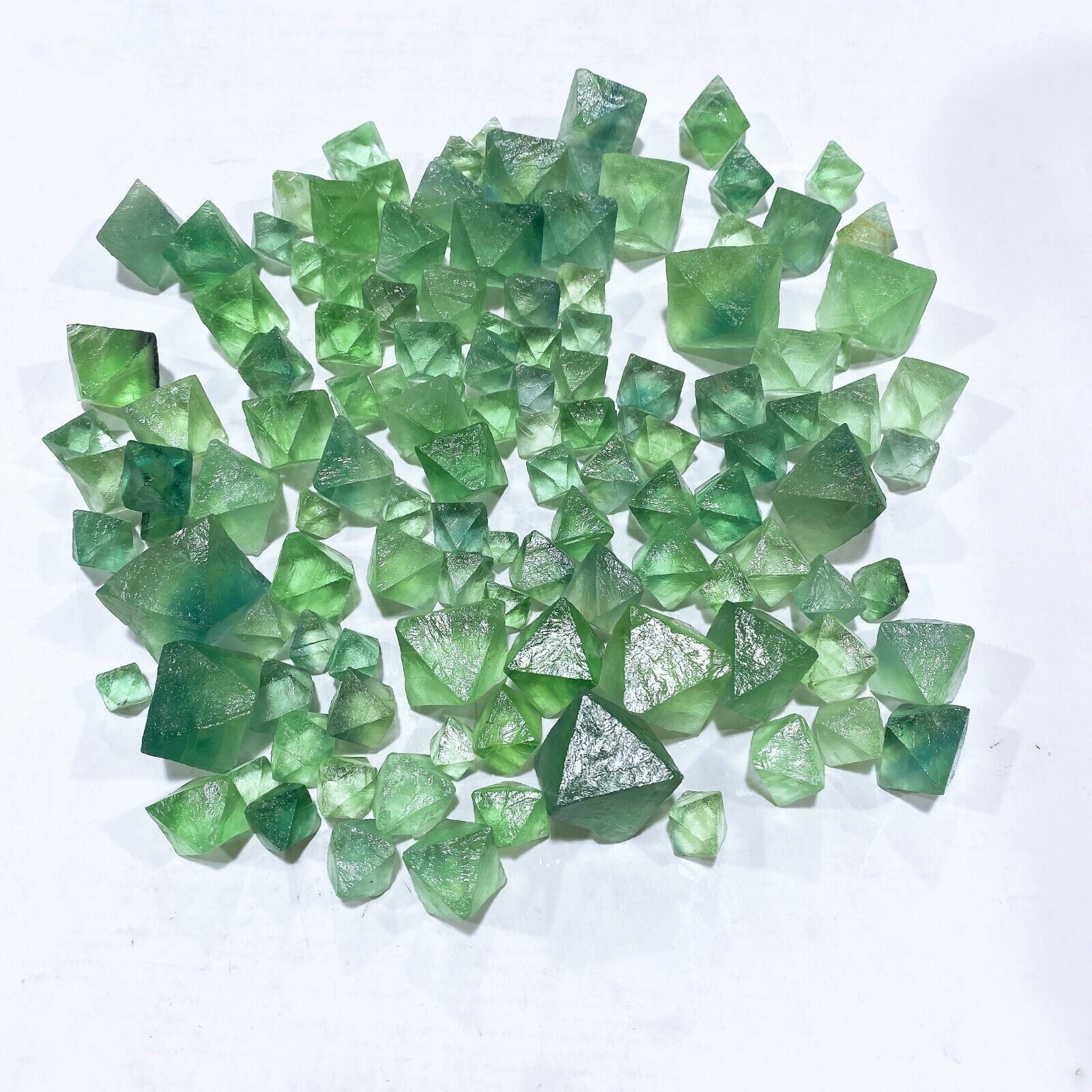 Green Fluorite Octahedron Crystals Mineral Stones Healing Reiki Meditation Craft