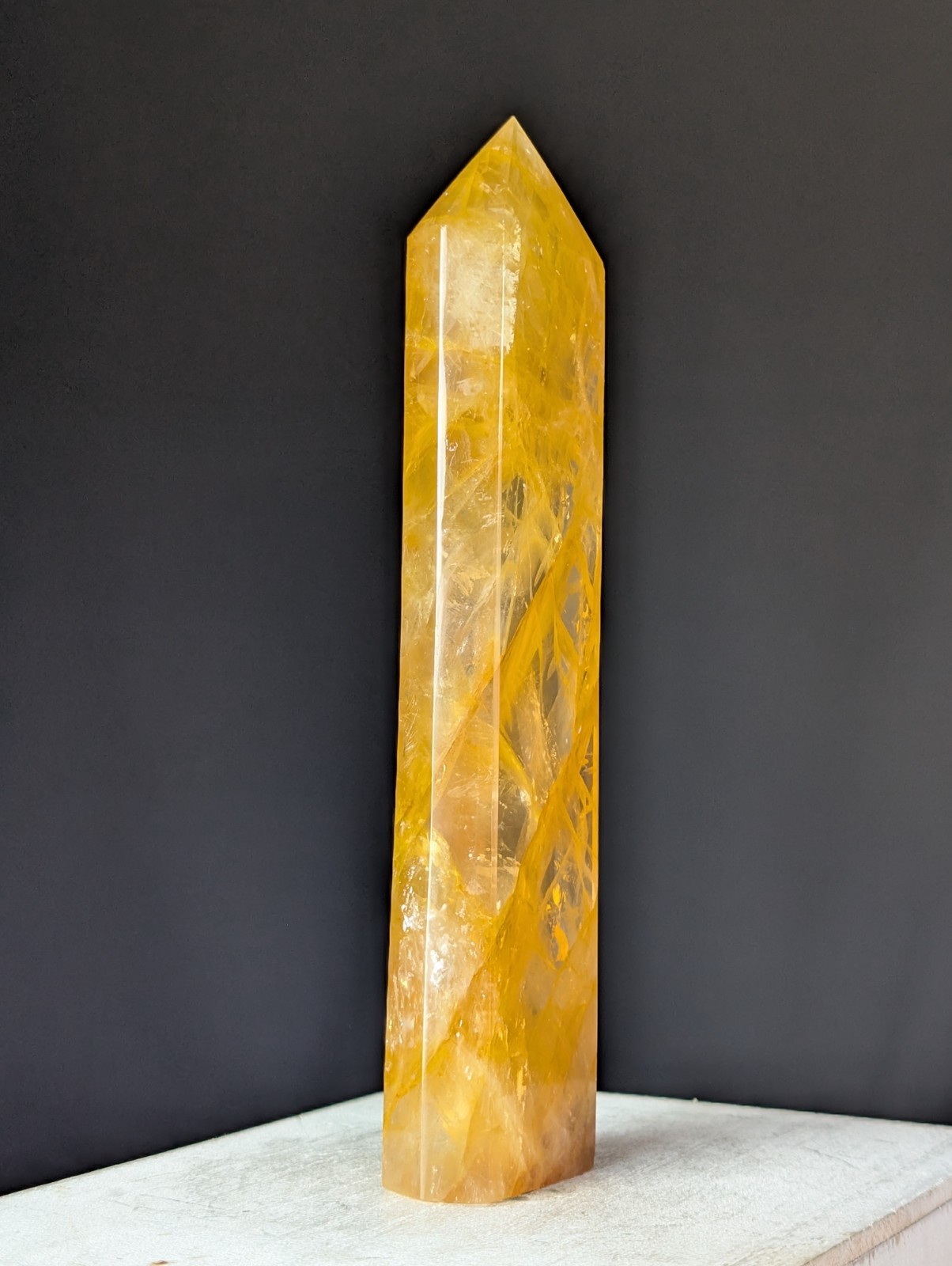 Golden Healer Tower Crystal Point Large Big Gemstone Chakra Reiki