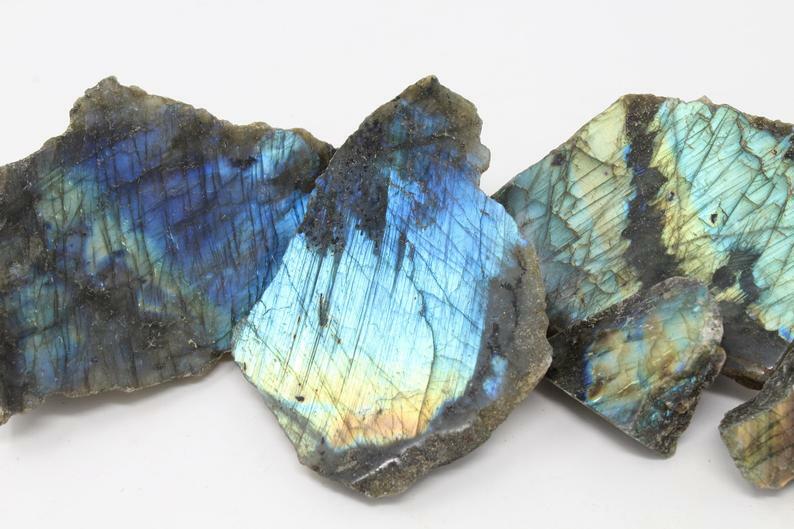 Natural Labradorite Slab, Rough Labradorite Crystals, High Flash, Labradorite