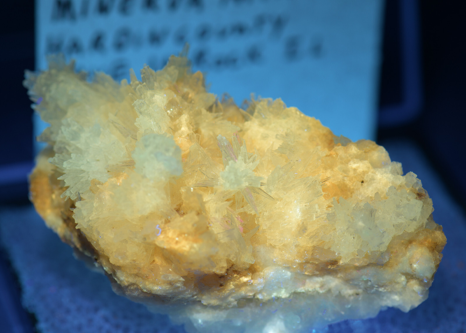 Strontianite crystals, excellent specimen! UV. Minerva Mine, Illinois. 6 cm.