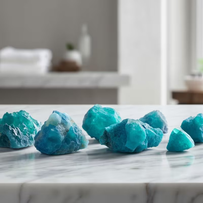 Apatite Raw Stone, Natural Blue Gemstone Mineral Specimens, Rough Raw Stones