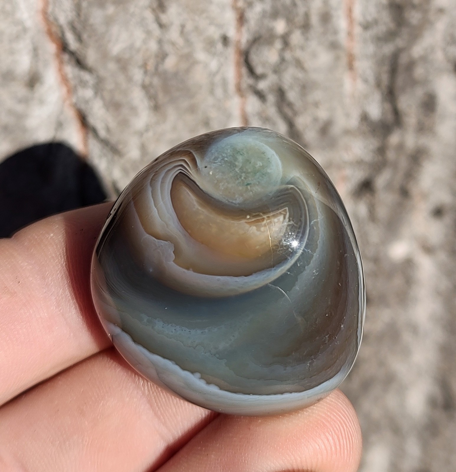 POLISHED BEAUTIFUL BOTSWANA AGATE, 46G NATURAL LAYERED BOTSWANA EYE AGATE
