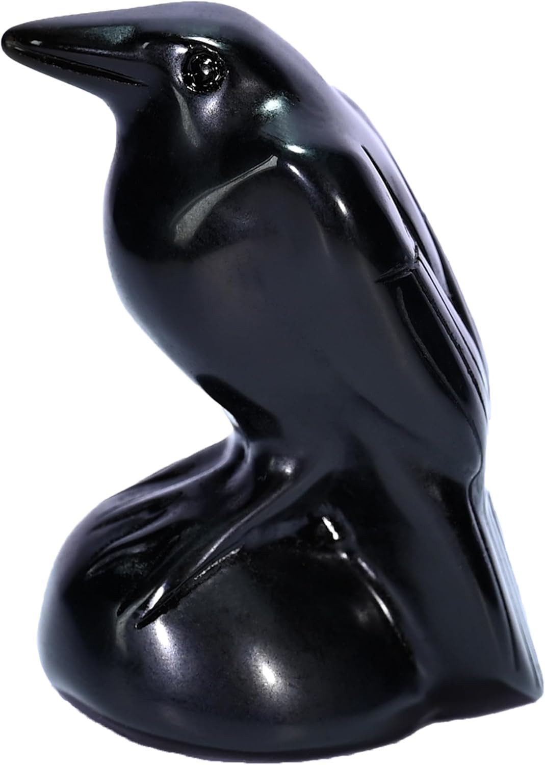 Obsidian Crystal Raven Statue 2″ Natural Crystal Crow Figurine Healing Stone Rav