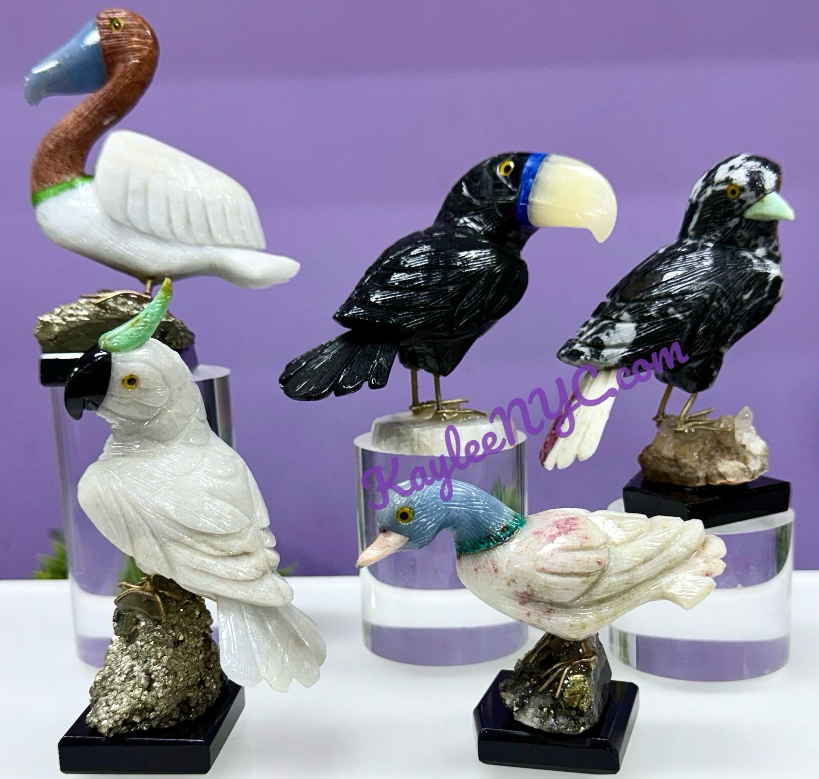 Wholesale Lot 5 PCs Mix Natural Crystals Birds Healing Energy