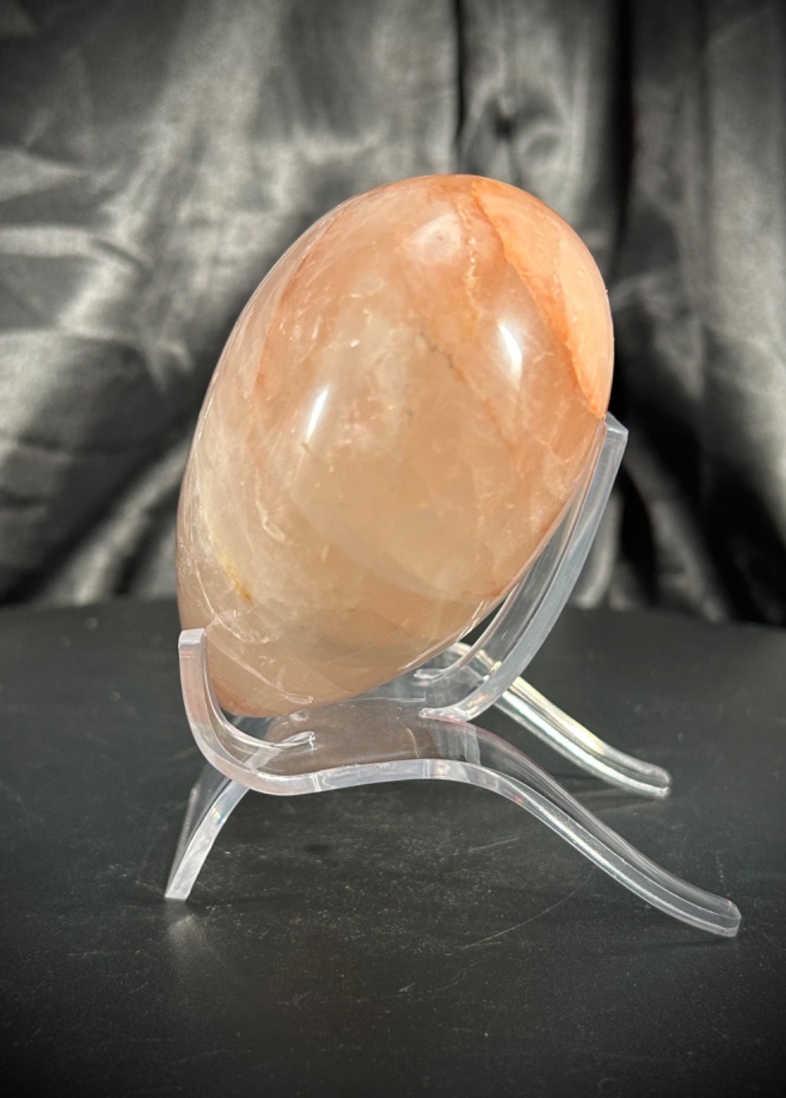 3.63″ Hematoid Quartz Heart Carving With Acrylic Stand 1lb 1.2oz