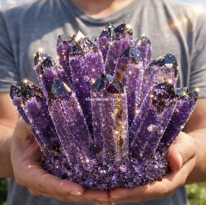 2lb+Large Dark Purple Amethyst Geode Cluster Natural Quartz Crystal Healing Deco