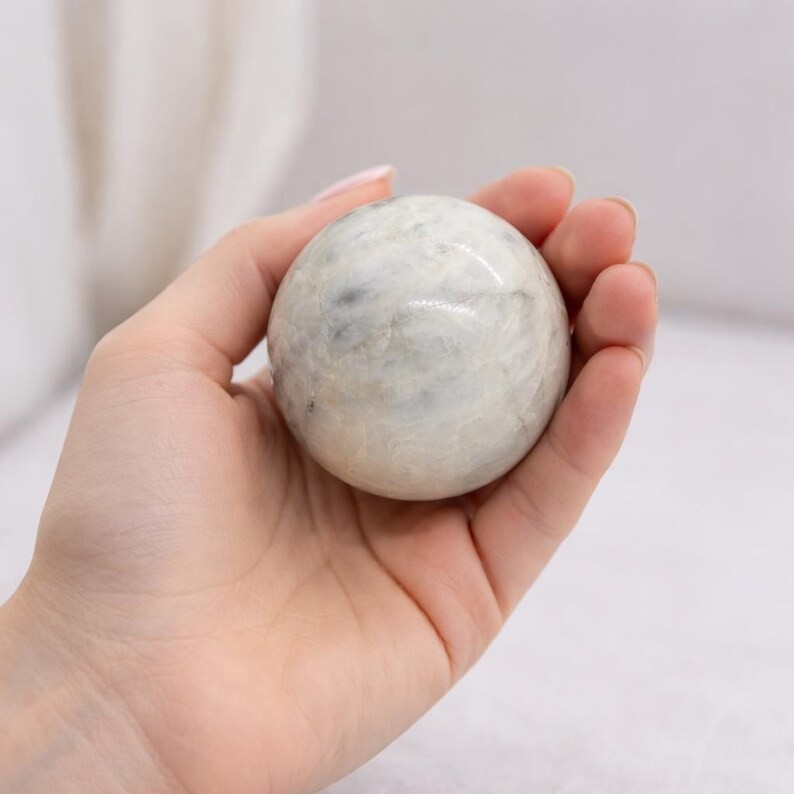 Rainbow Moonstone Sphere Blue Sheen Crystal Ball Reiki Healing Third Eye Chakra