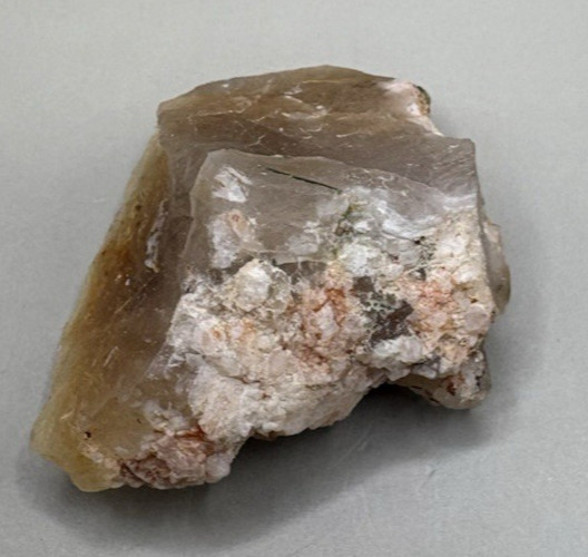 Golden Rutilated Quartz Crystal Specimen Pink Feldspar Matrix Natural Rough