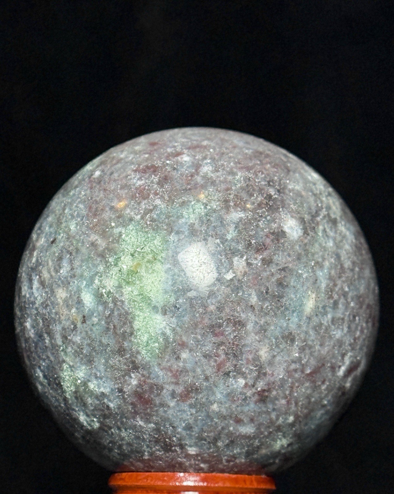 RUBY KYANITE SPHERE – 61mm Mineral FUCHSITE UV Fluorescent Blue Crystal Orb
