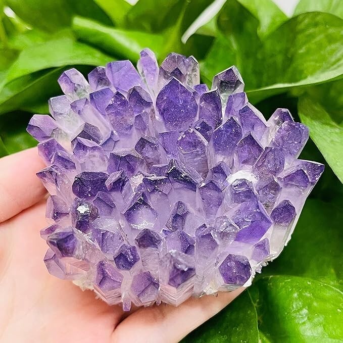 2026 NEW Light Purple Phantom Amethyst Cluster Crystal Geode Specimens Ornament