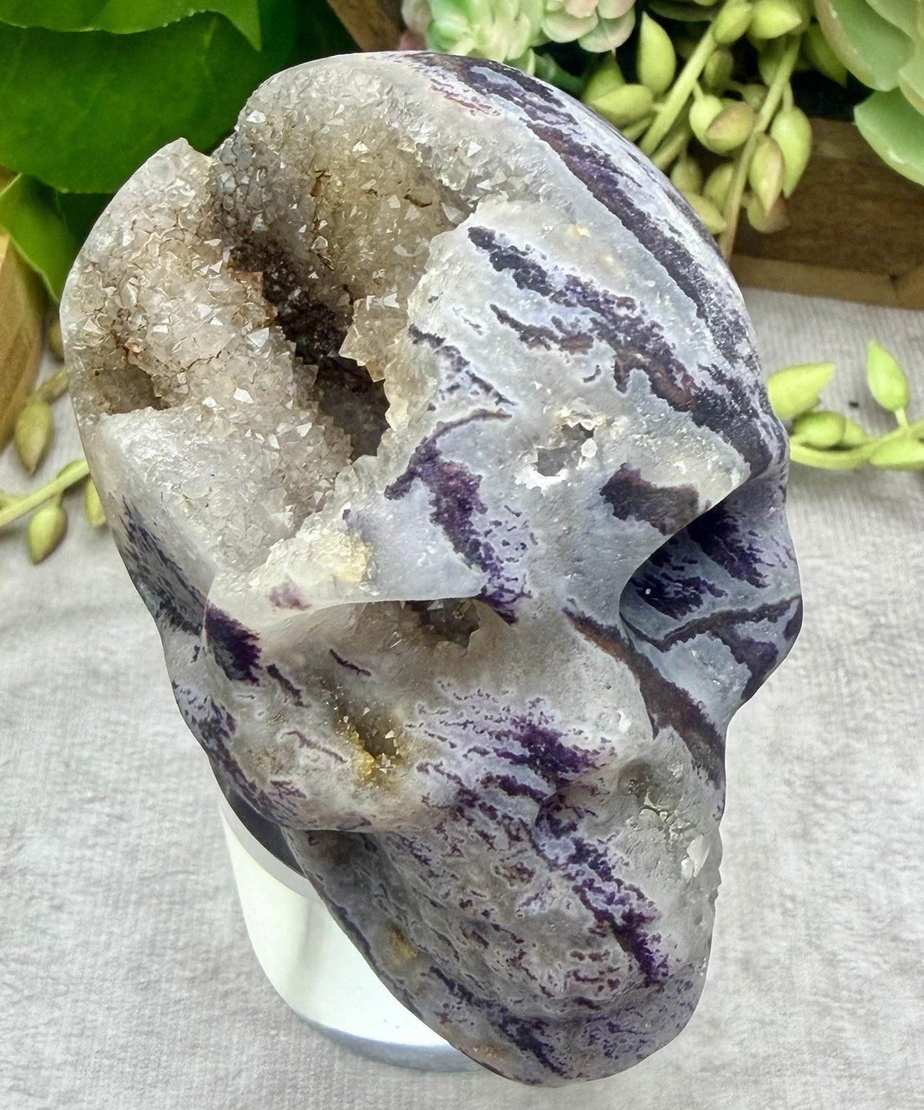 Crystal 328g Purple Sphalerite Skull Quartz Druzy Specimen Mineral Cluster