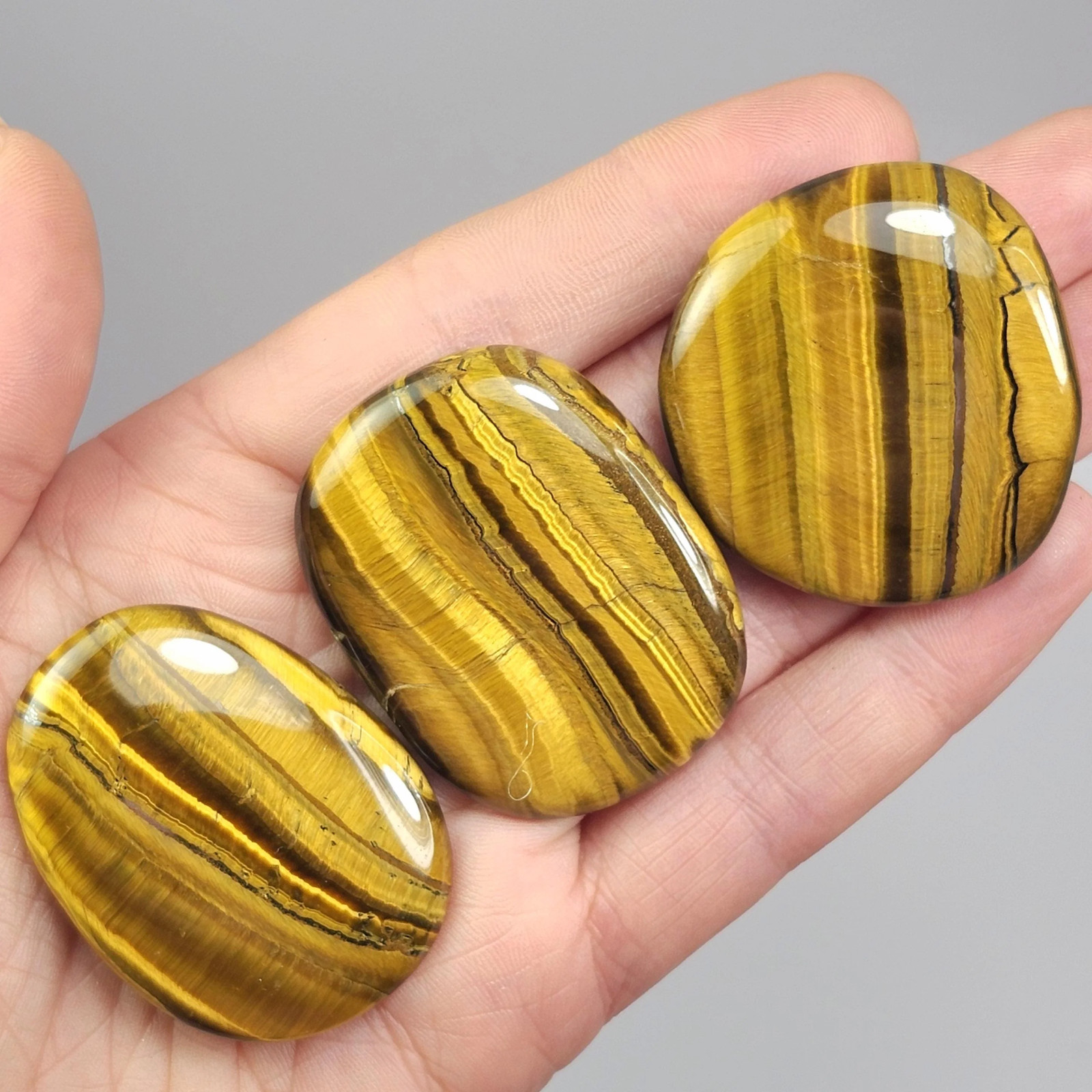 Tiger’s Eye Palm Stone, Polished Tigers Eye Crystal