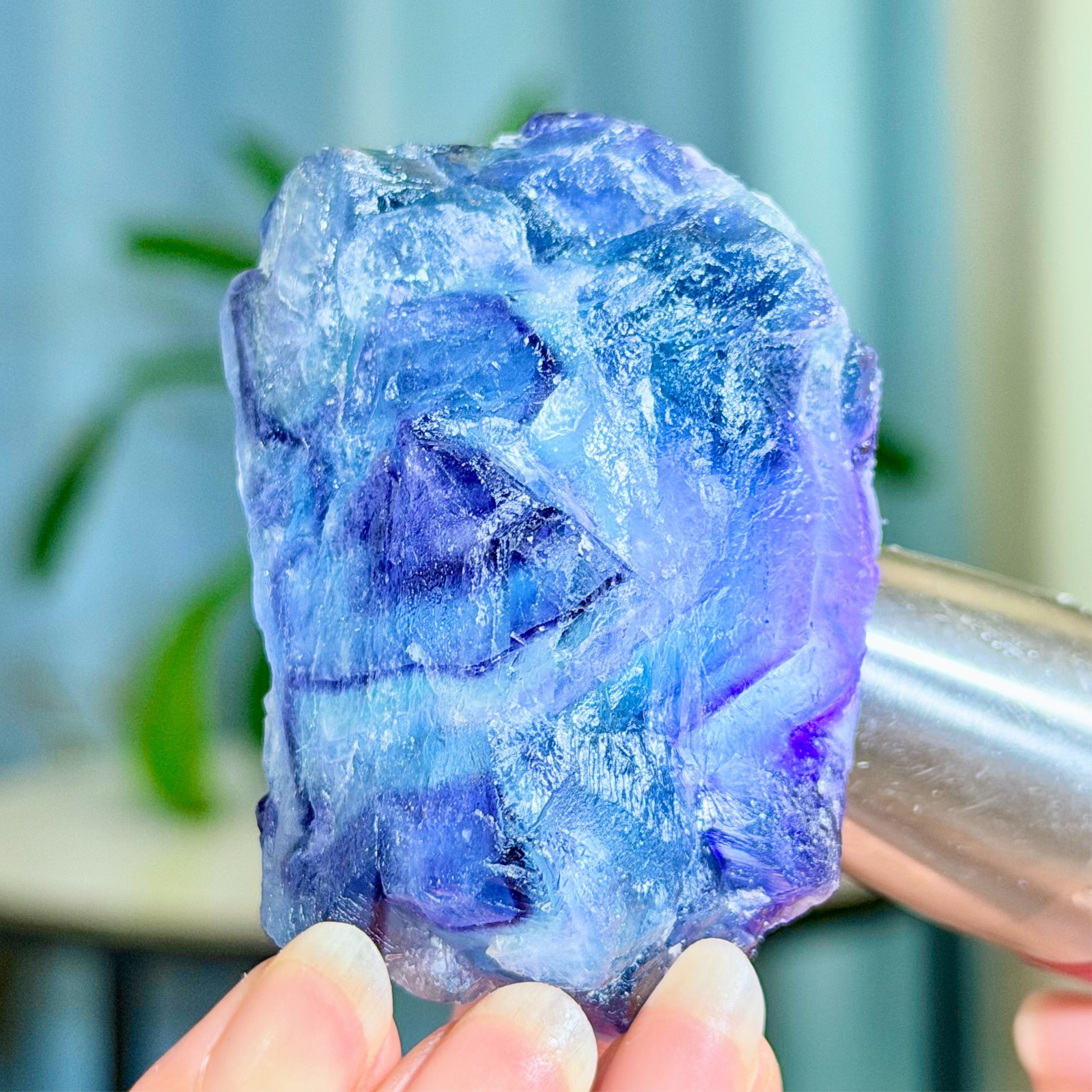 156G Rare transparent purple cubic fluorite mineral crystal sample/China