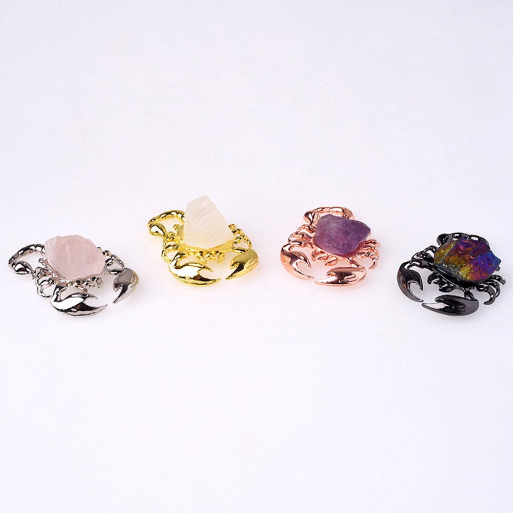 Natural Raw Rough Crystal Quartz Stone Alloy Scorpion Ornaments DIY Skull Crafts