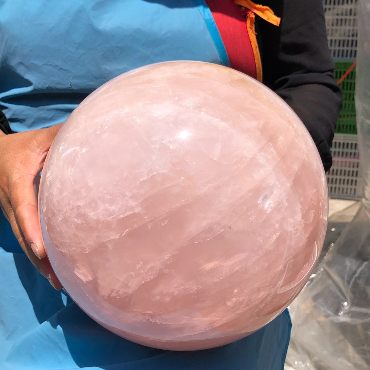 29.87LB Natura crystal Rose Quartz Sphere for Heart Chakra Balances Energy