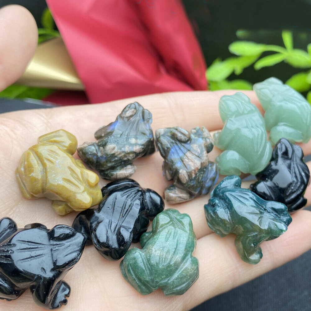 1.5″ Mini Frogs Crystal Natural Quartz Carved Skull Point Animal Healing Gift