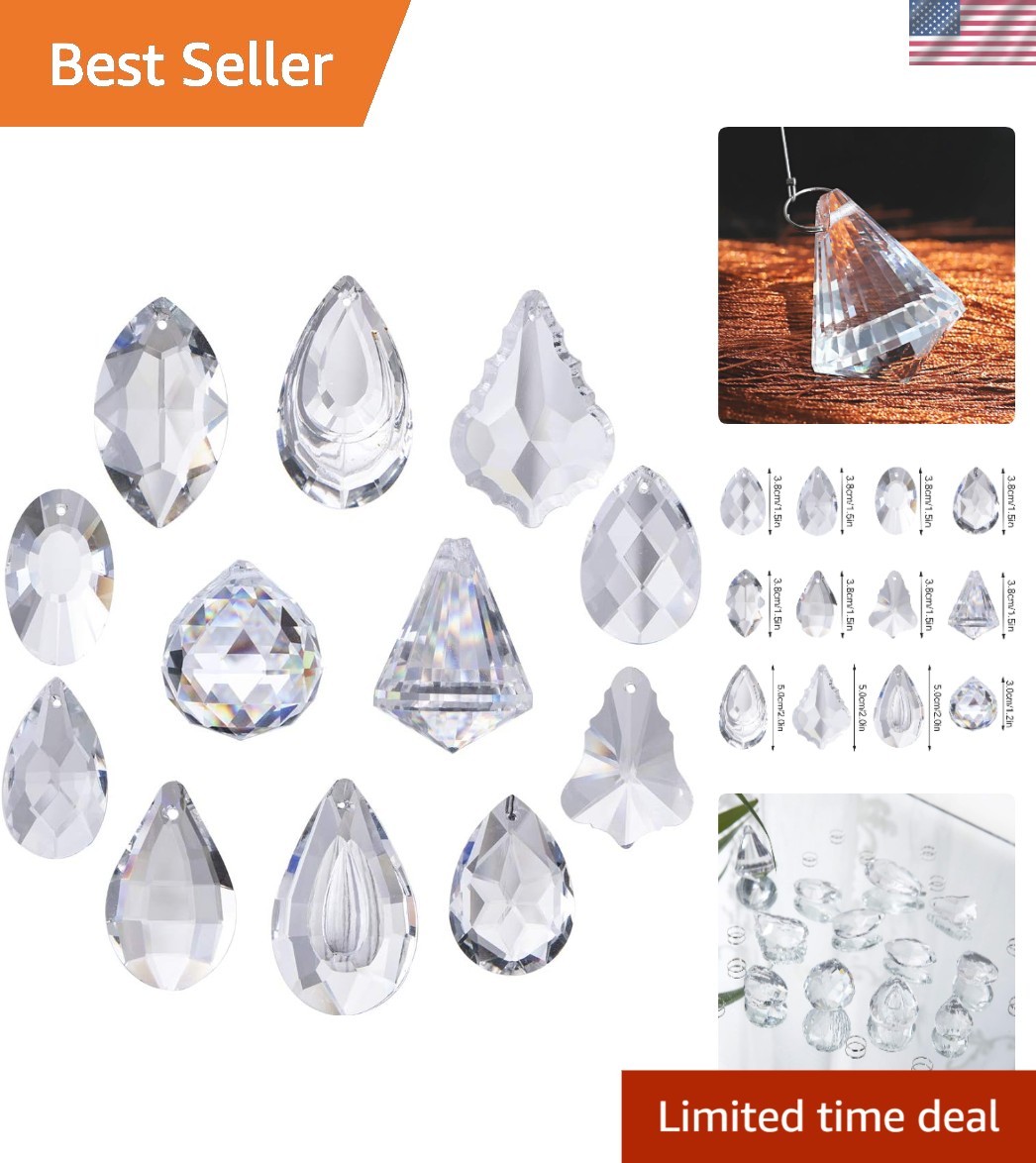 Multicolored Light Refraction Crystals – 12 Hanging Droplets for Any Occasion