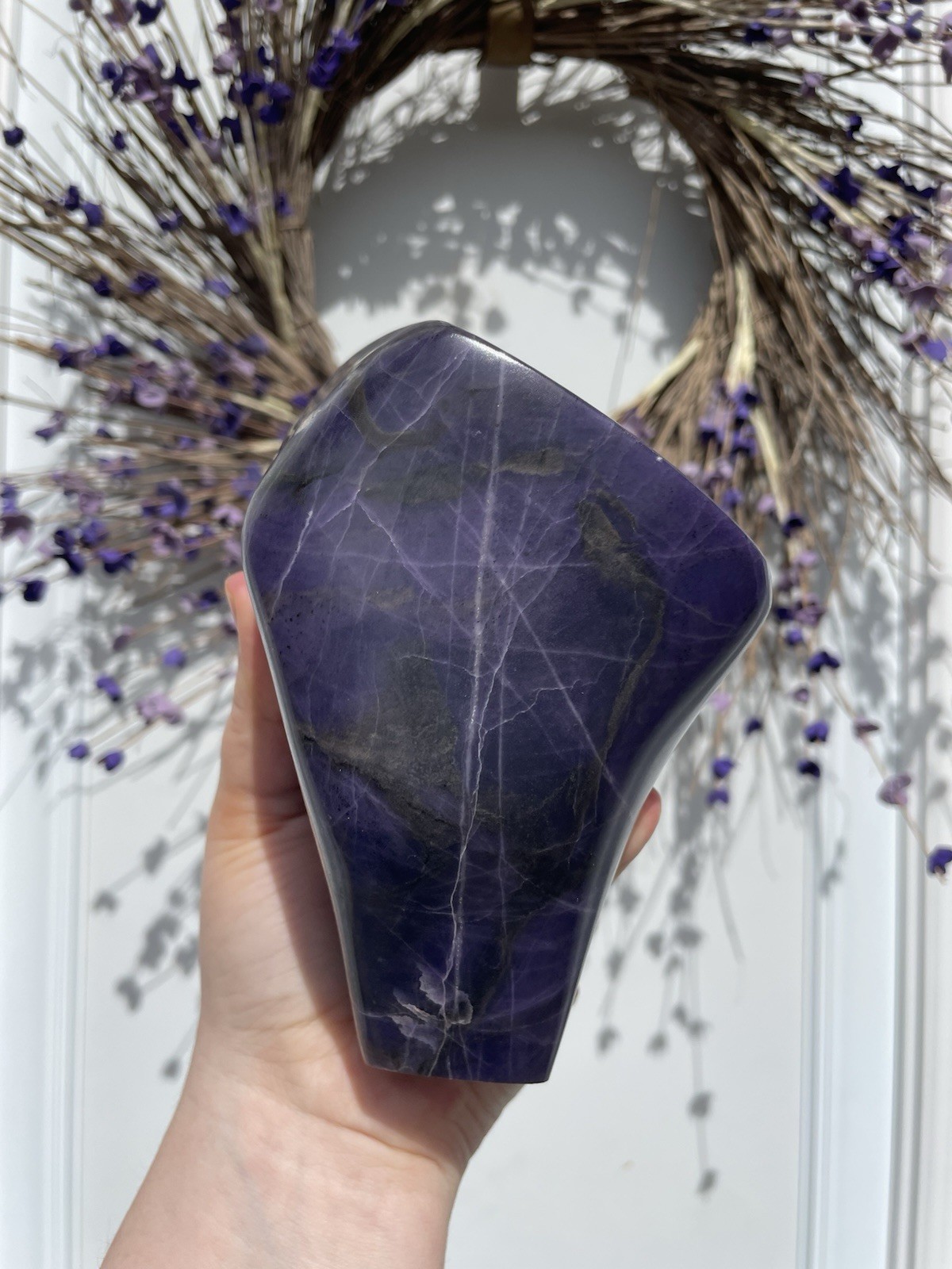 Deep Purple Morado Opal, hand carved and polished, 1806g, 3.98lbs, violet flame