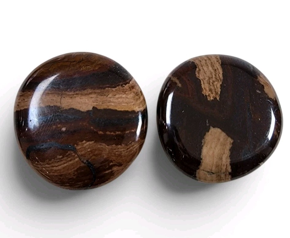 Jasper Chocolate Polished Smooth Stones 45.7 grams. 2 Piece Lot