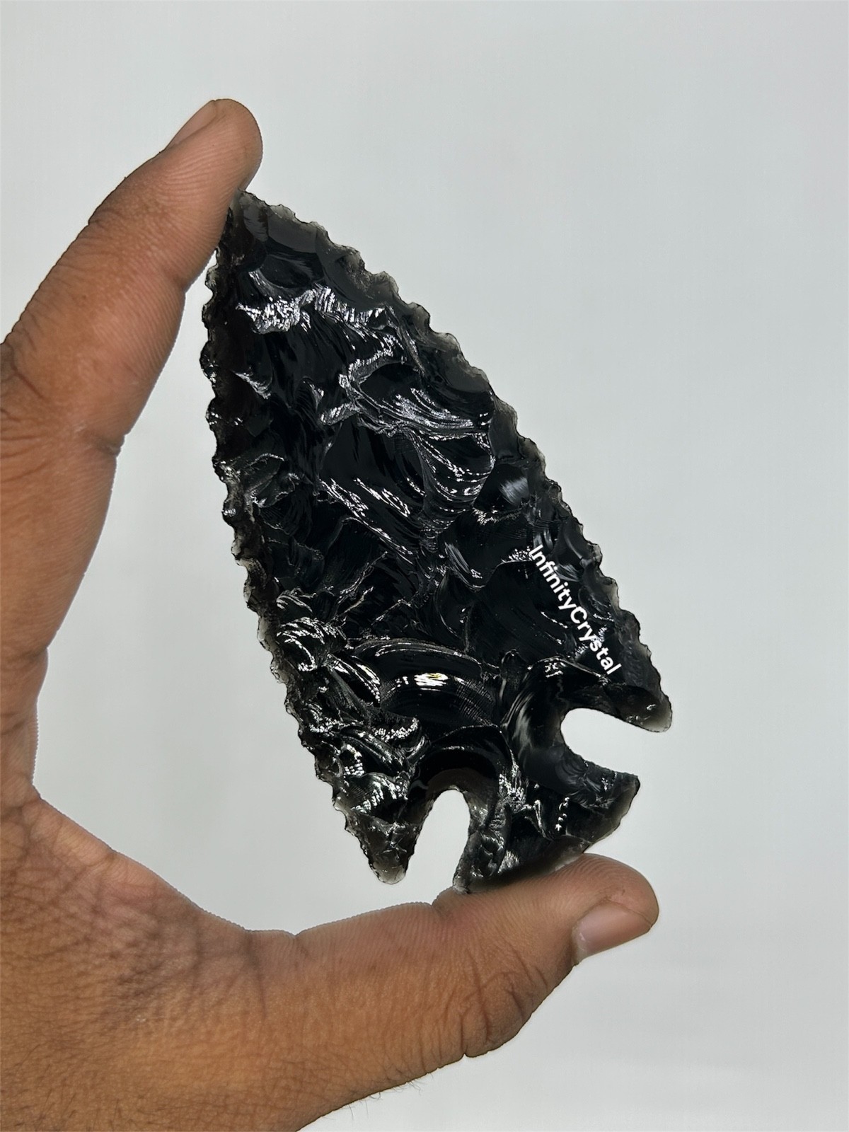3.5” Obsidian Spear Tip,Chakra Crystal Arrowhead ,Wiccan Altar Talisman Tool.