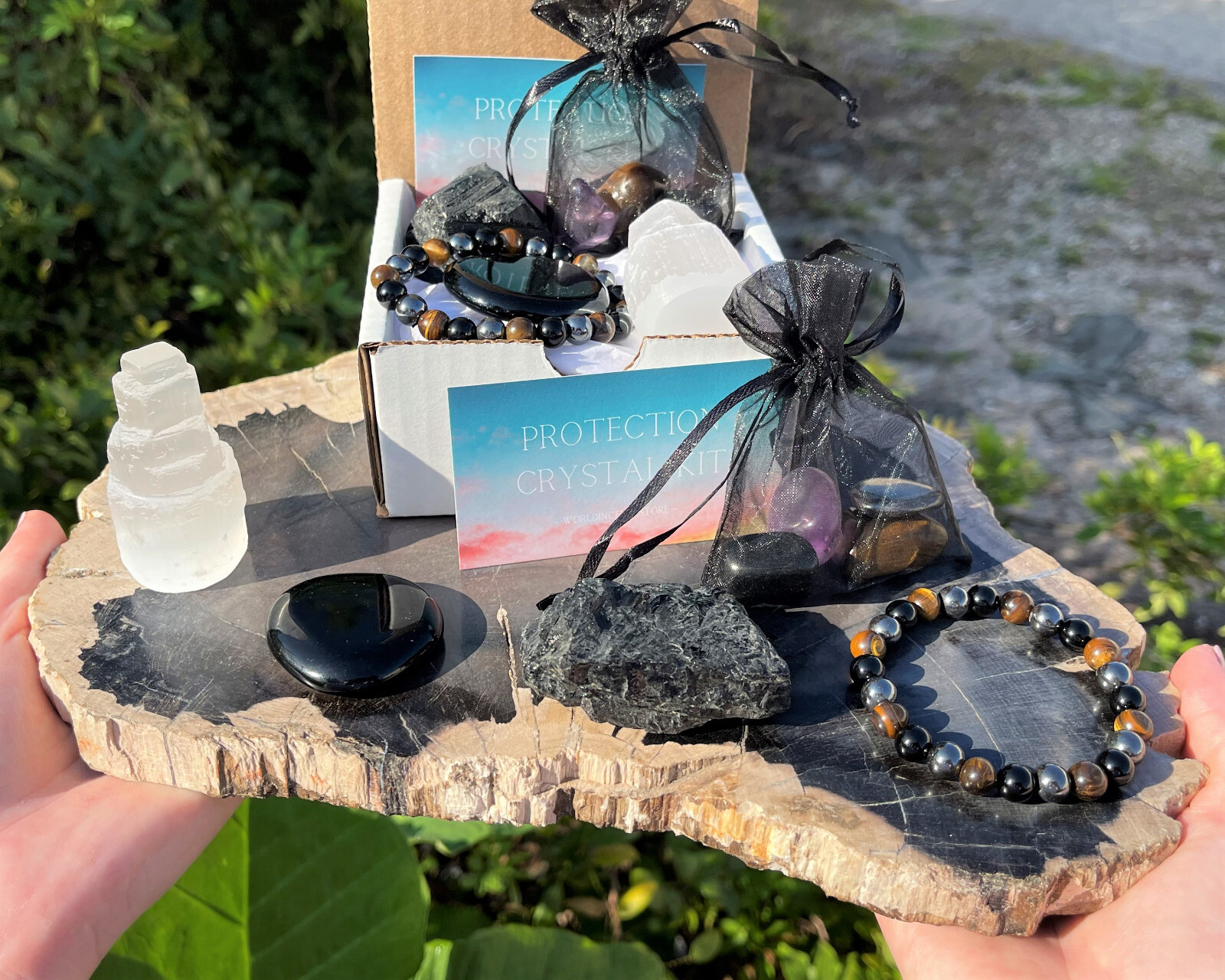 Protection Crystal Gift Box: Assorted Crystals Mix, Bracelet, Towers & More!