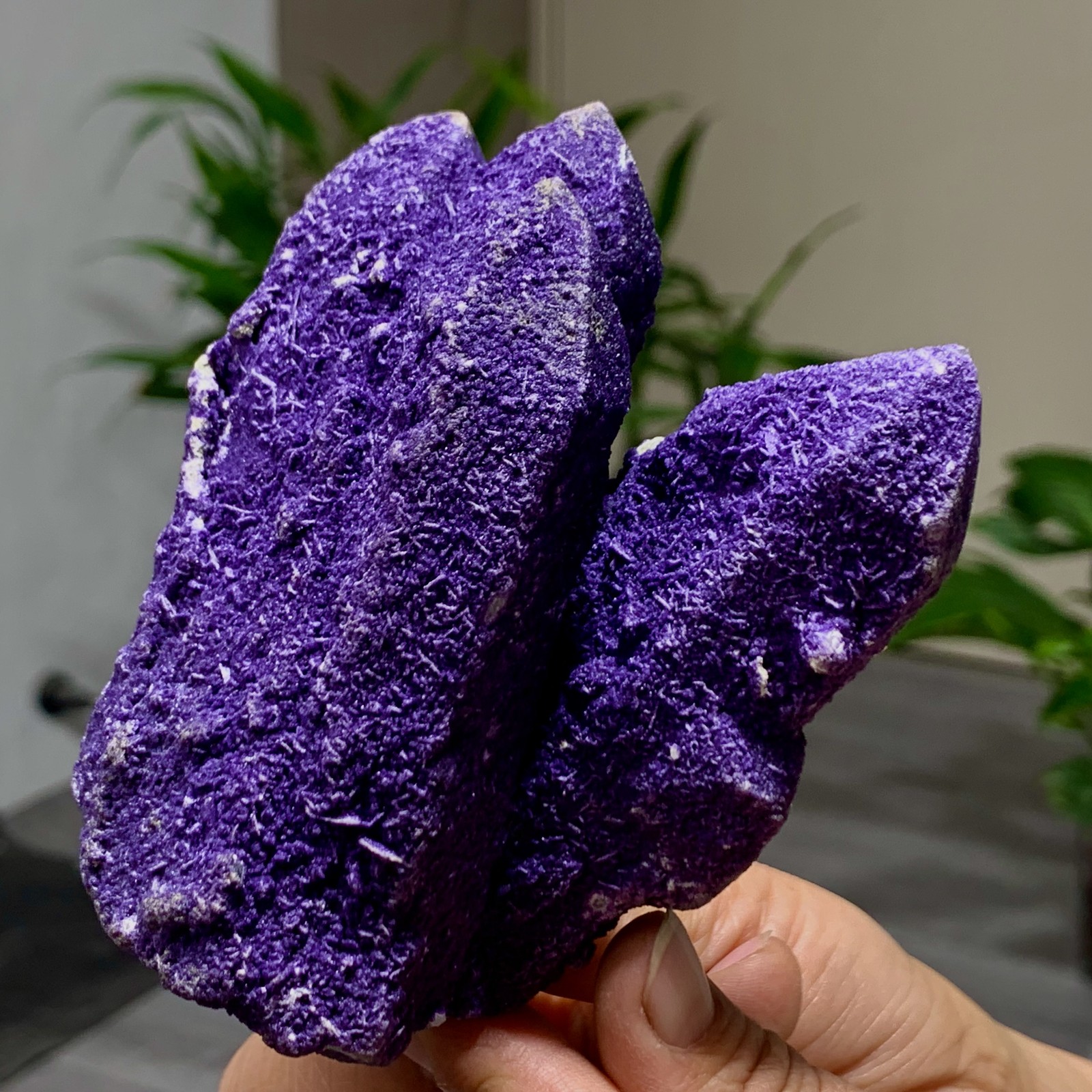 449G Natural purple fluorite wrapped candle crystal cluster mineral crystals