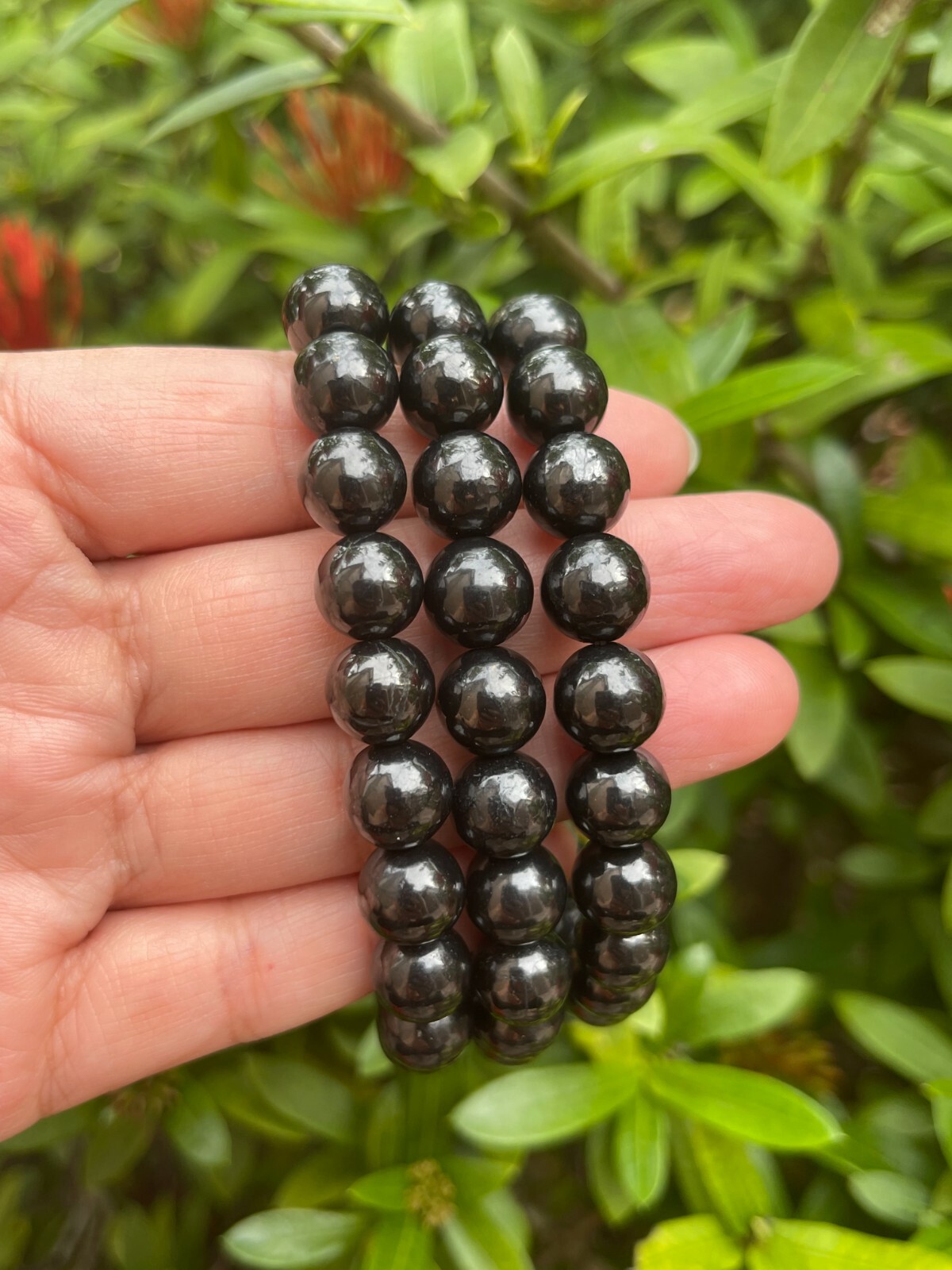 10mm Shungite Bracelet, Genuine Shungite Gemstone Beads,Radiation EMF Protection