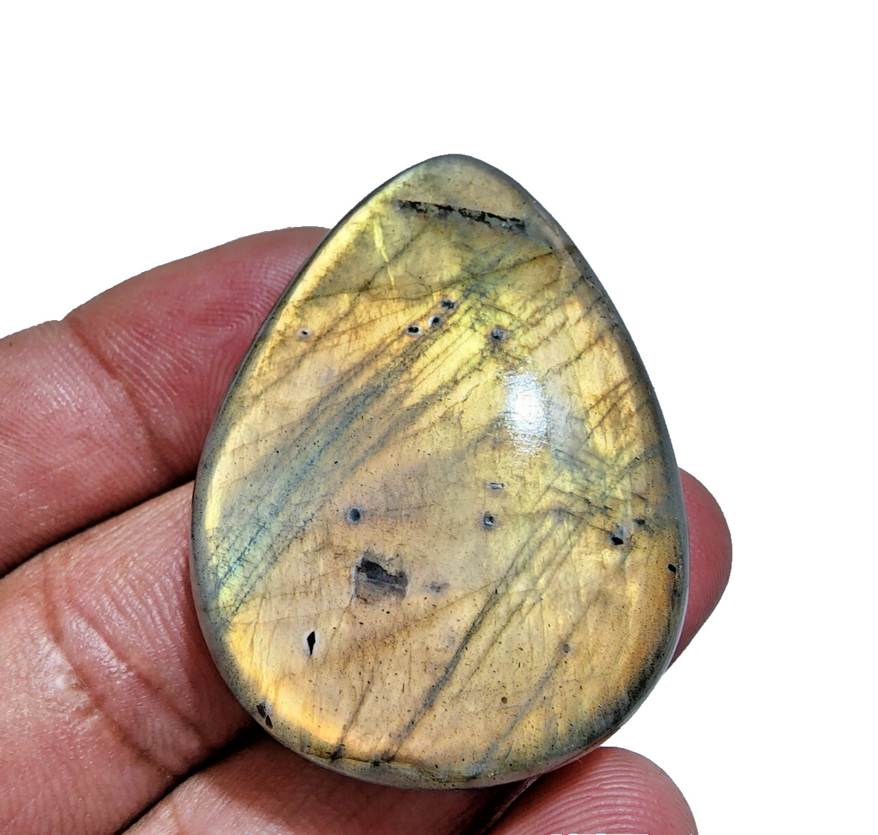 145 Crt Glowing A+ Labradorite Cabochon Pear Shape Gemstone Jewelry For Pendant