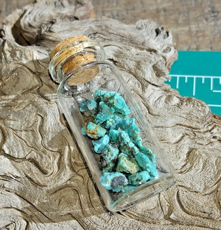 5 grams Villa Grove Turquoise premium Blue Nuggets in Glass jar