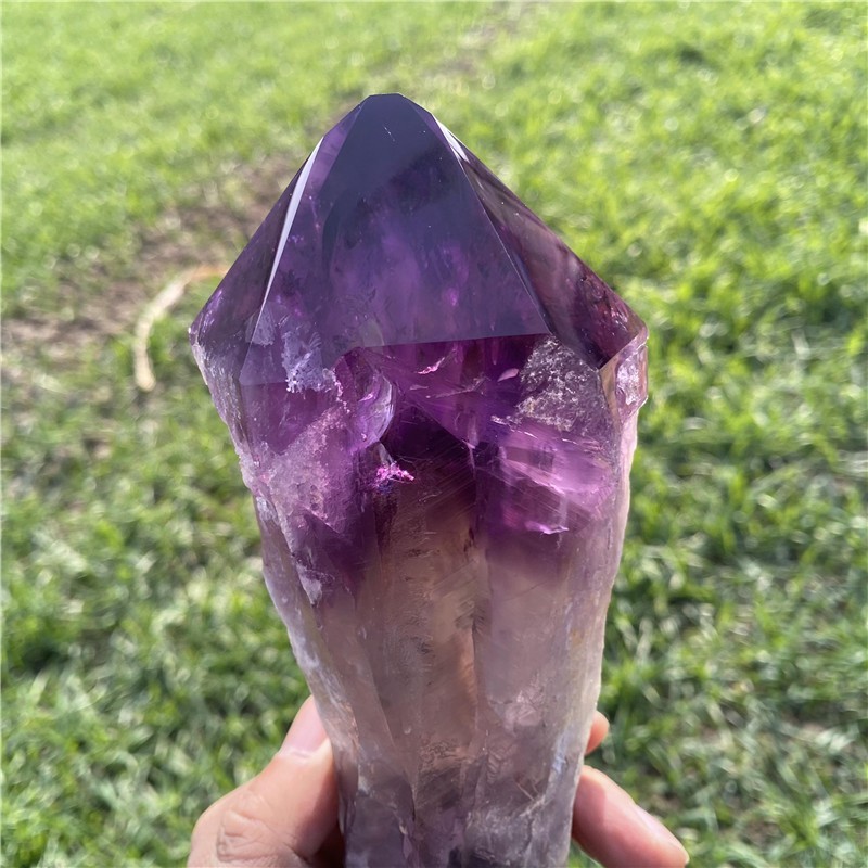 1.95LB Natural Amethyst Quartz Obelisk Rough Crystal Point Wand Healing Tower