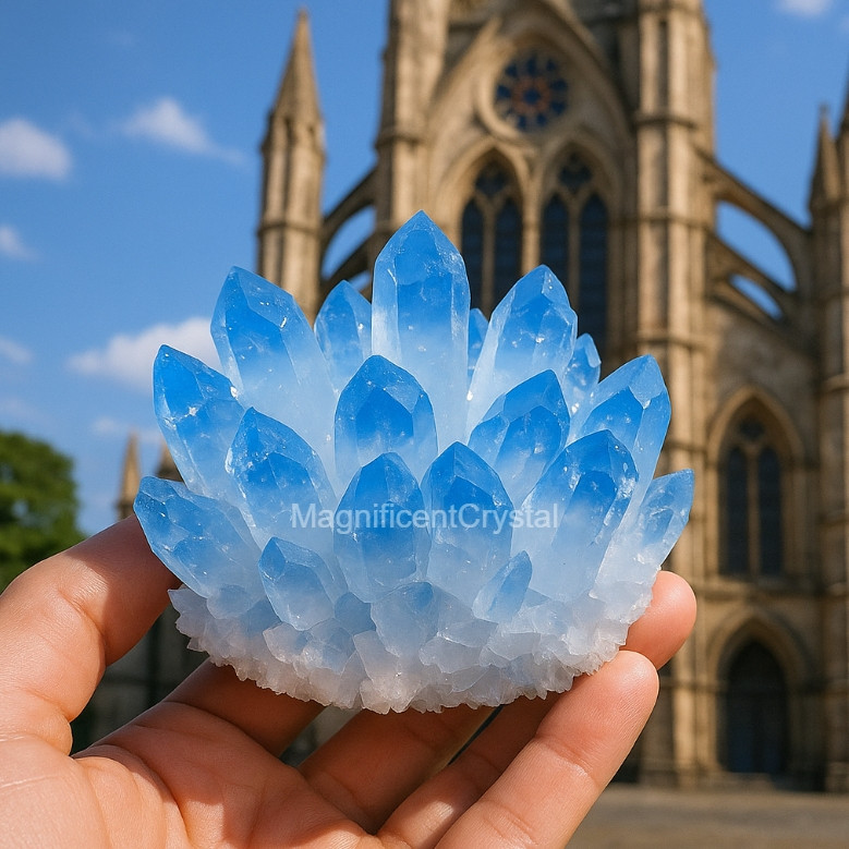 400G Rare Blue Quartz Manifestation Crystal Cluster Natural Rough Art Decor Gift