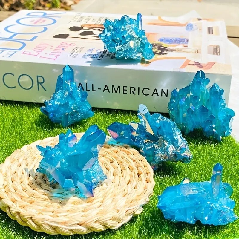80g+ Natural Blue Angel Aura Quartz Irregular Crystal Cluster Mineral Specimen