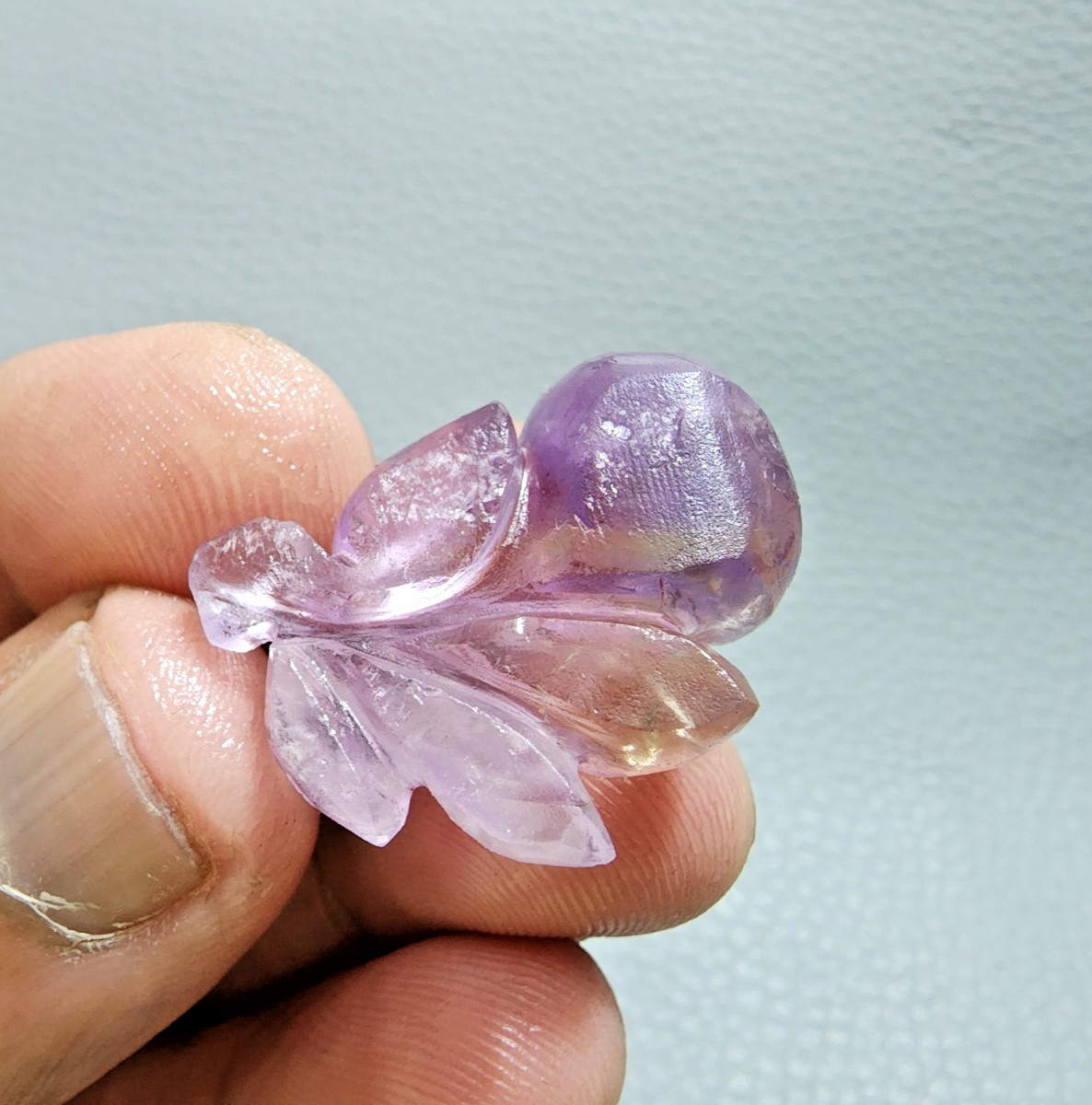 36 Crt Excellent Purple Ametrine Flower Carving Gemstone Jewelry Making Carving