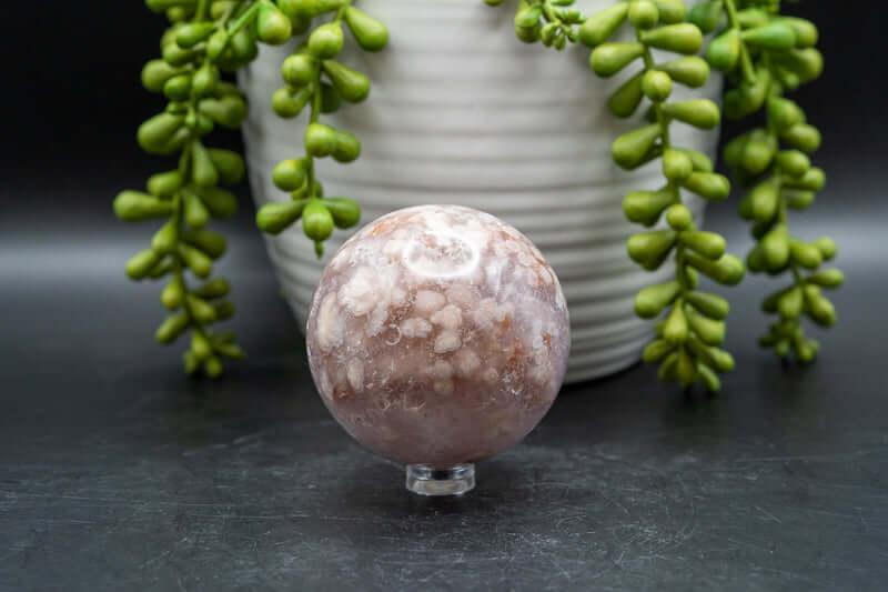 Pink Amethyst w/Flower Agate Sphere 2.4″