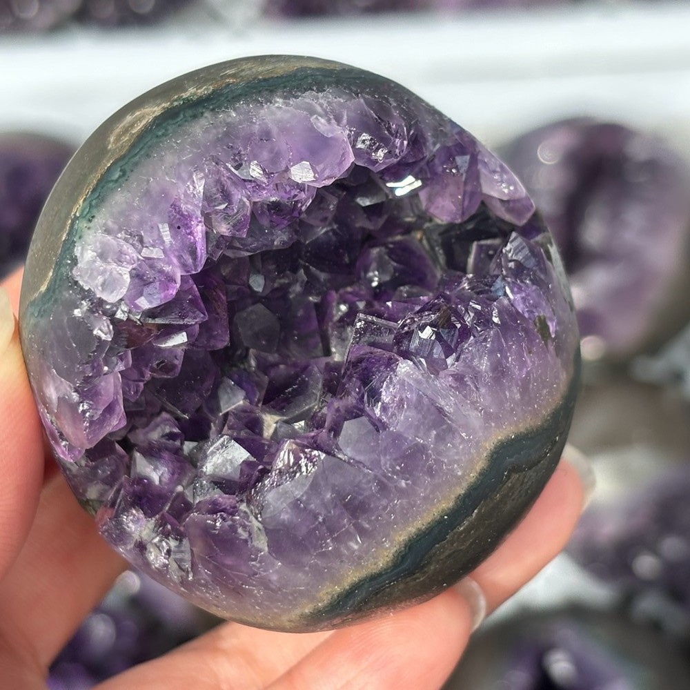 1pc Natural Amethyst Crystal Cave Sphere Crystal Gedoe Ball Decor Healing 200g+