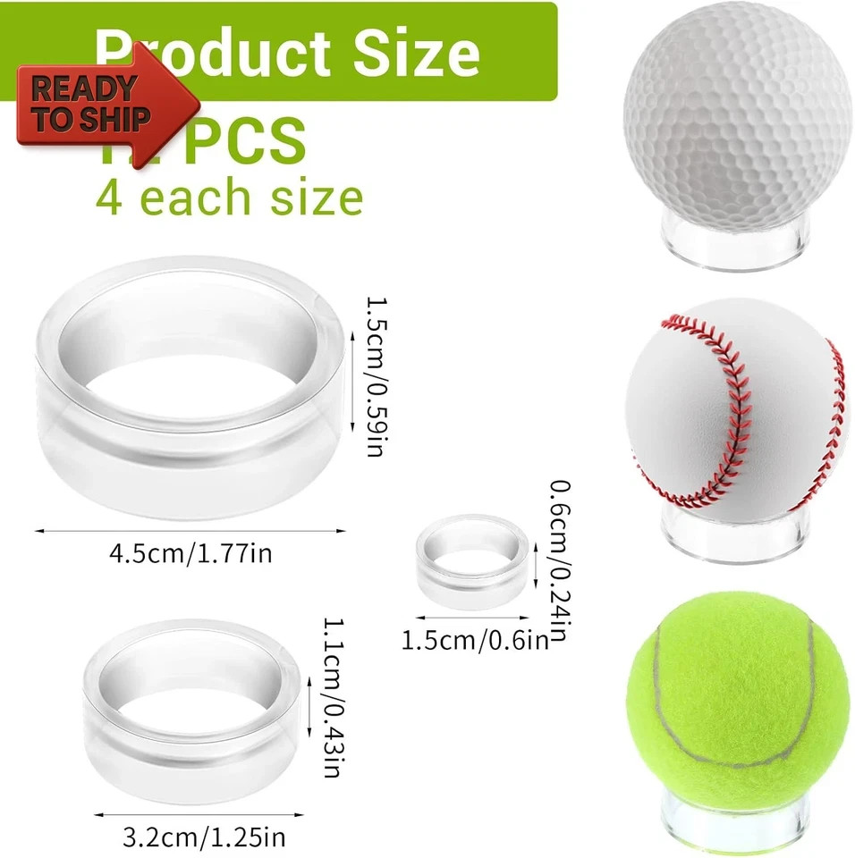 12 PCS Acrylic Sphere Display Stand, 3 Sizes Clear Sphere Holder Round