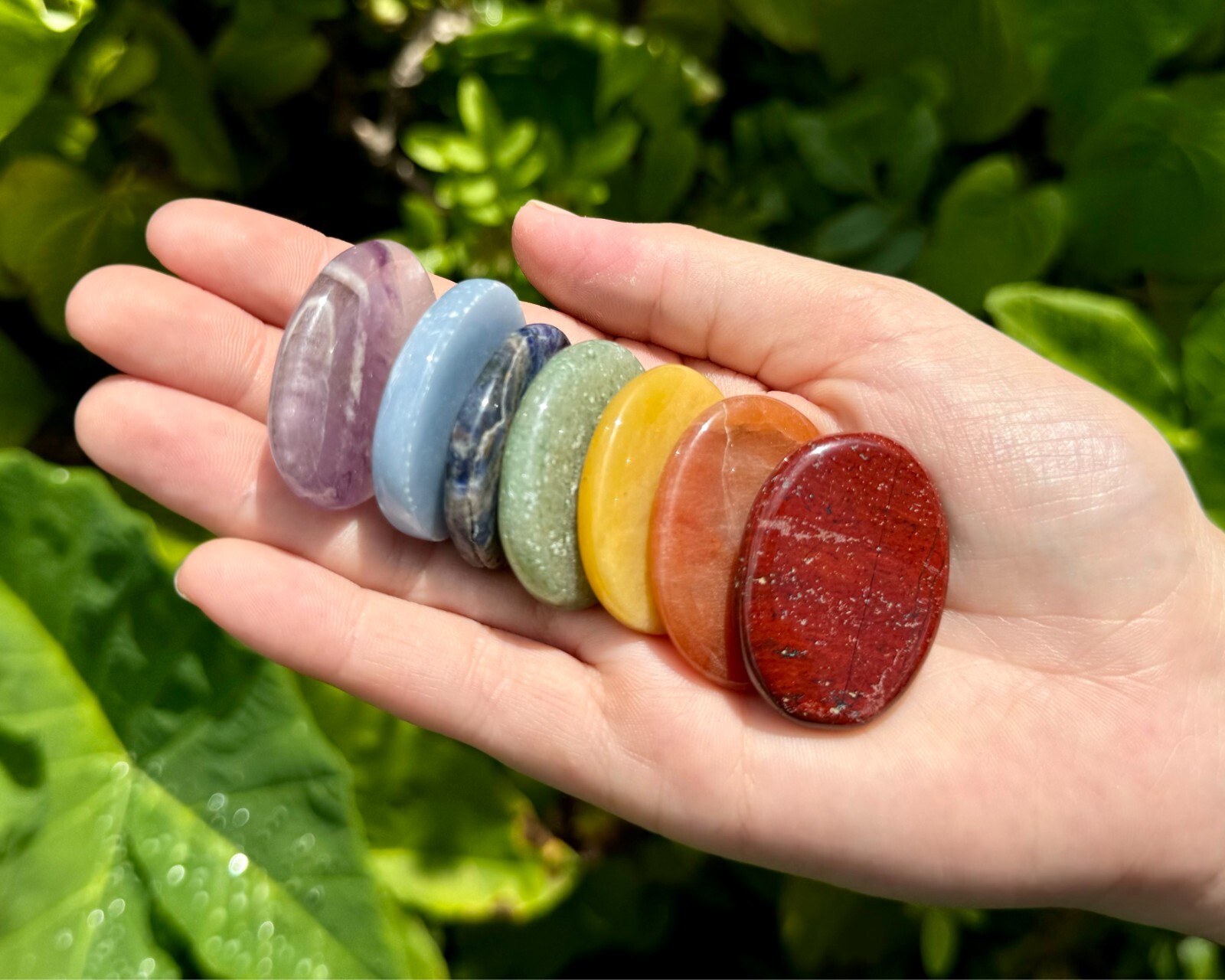7 CHAKRA Palm Stone Set with Pouch (7 Chakra Crystal Set, Beginner Crystals)