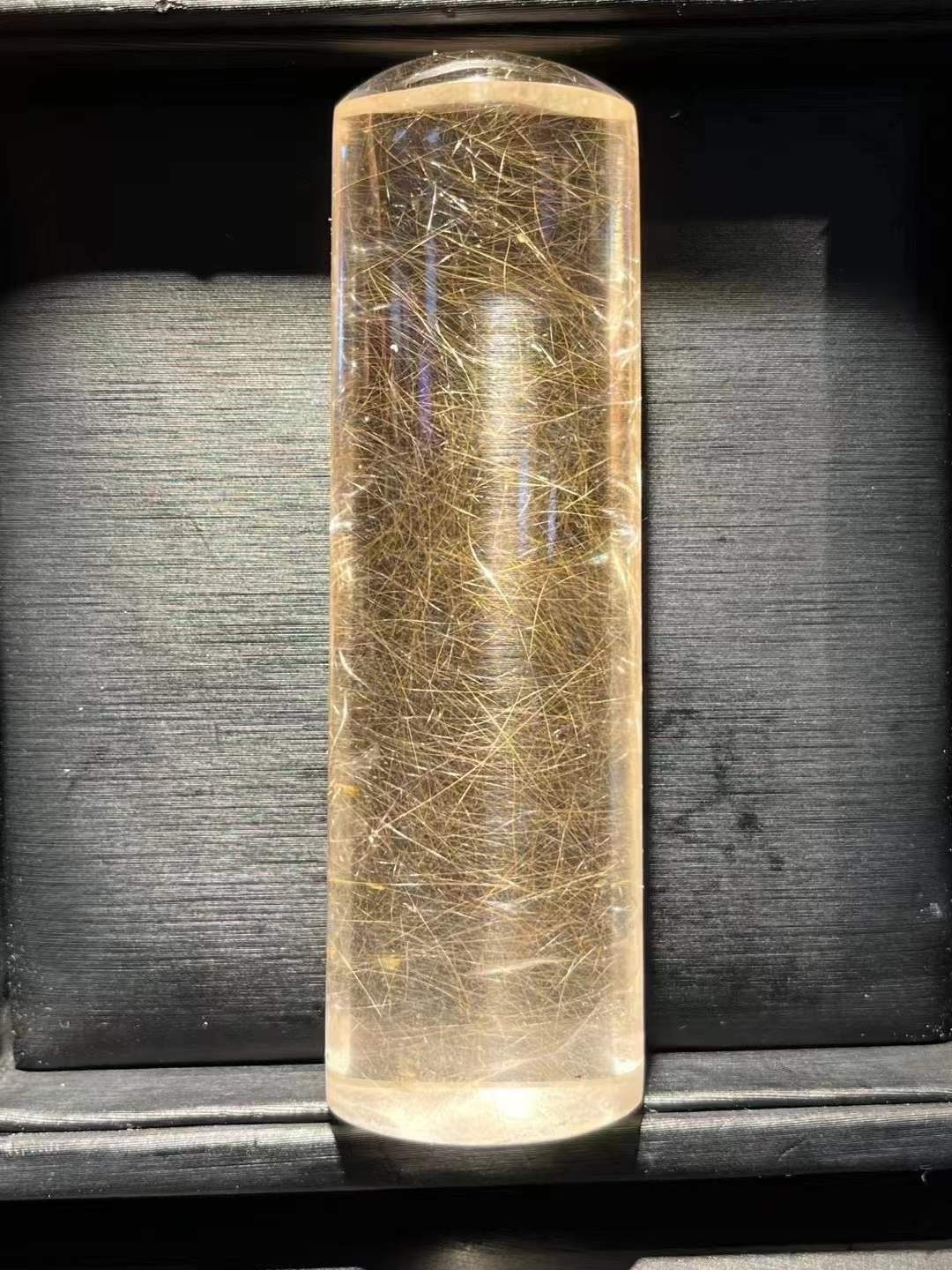 95*30*23mm A++ Natural Gold Rutilated Quartz Seal Crystal Reiki Healing