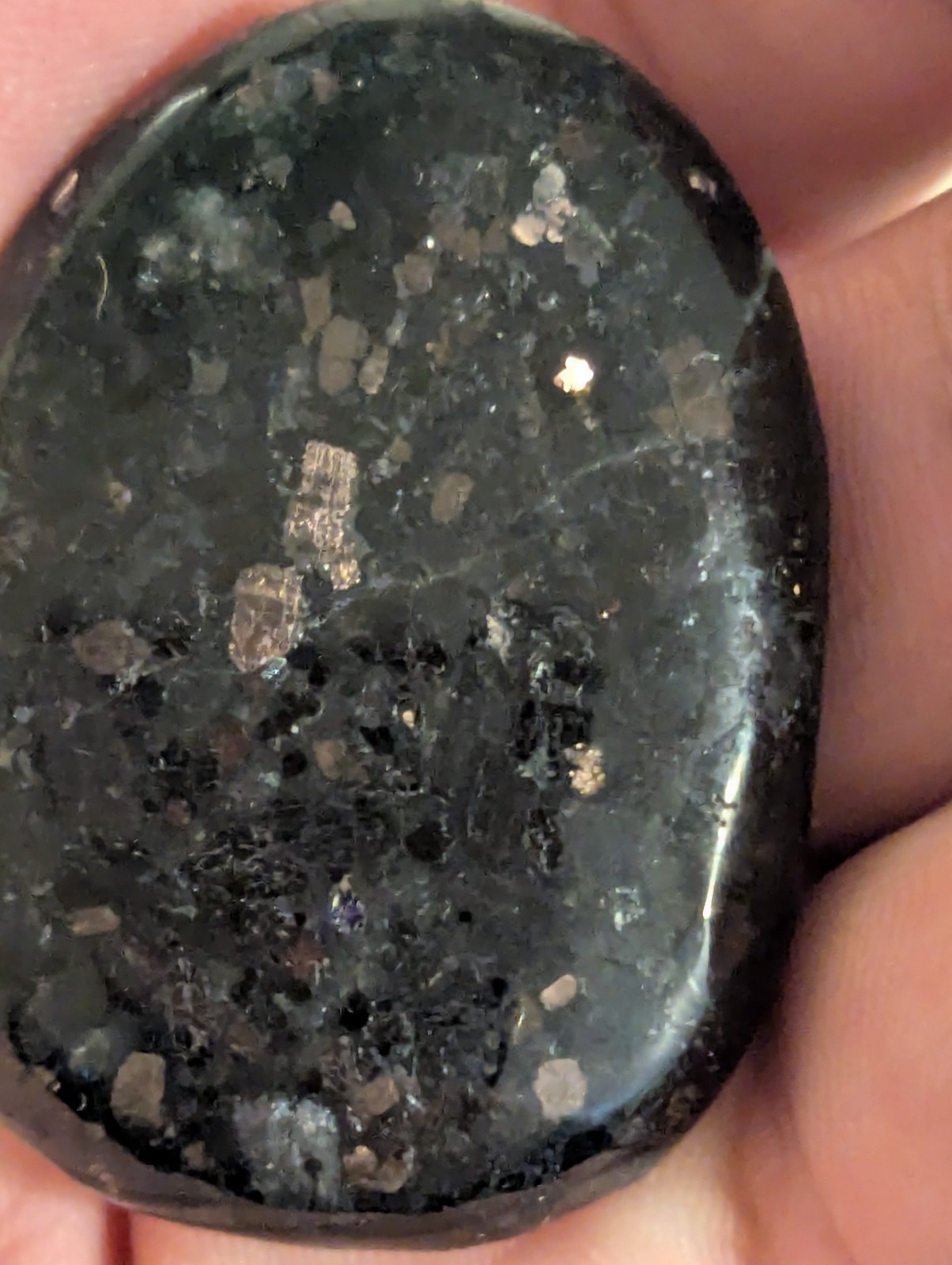 Flat Round Ovular sparkling Palm Stone