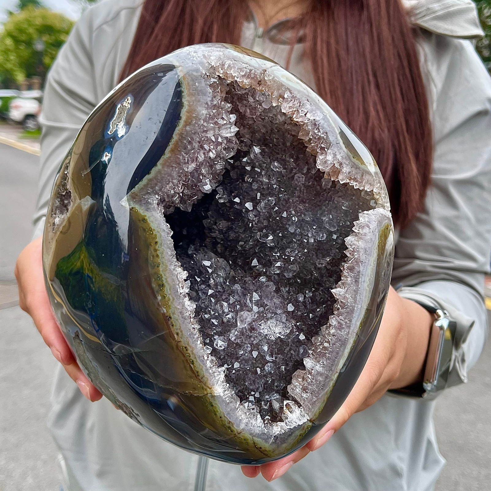 8.99LB High quality amethyst agate coin bags attract wealth crystal specimens