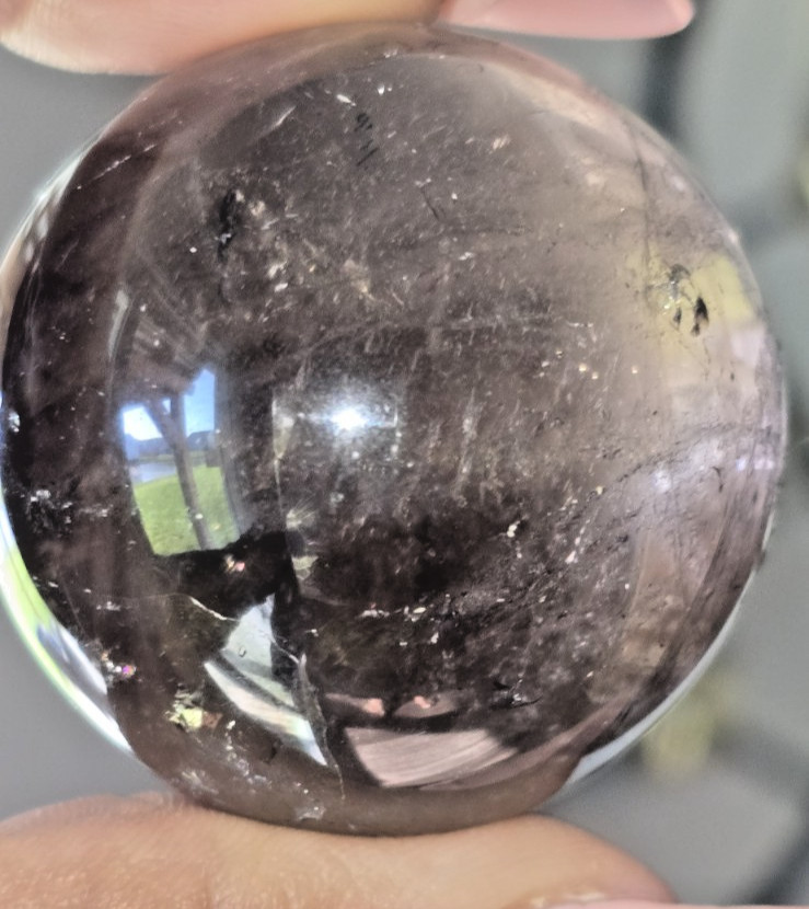 44mm Smoky Quartz Crystal Sphere Natural Smokey Quartz Ball Healing Rainbows