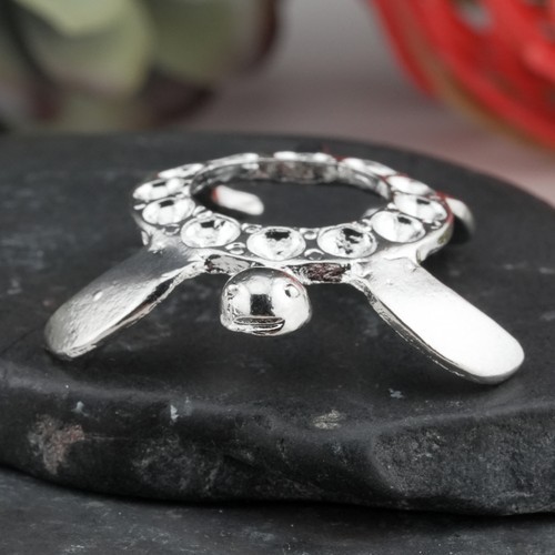 Silver Plated Alloy Turtle Sphere Stand Crystal Display Holder Spiritual Decor