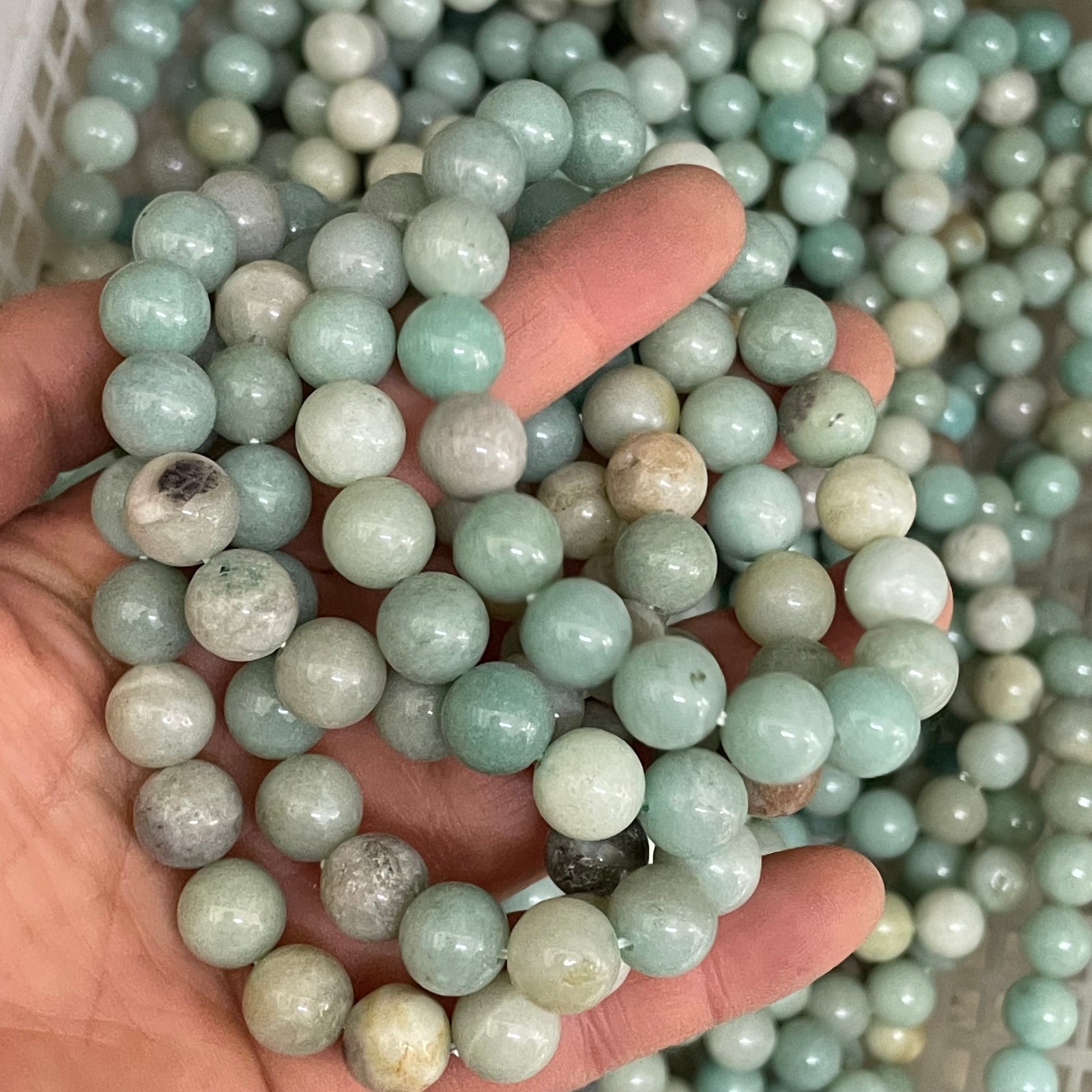 10pcs Natural Amazonite Stone Bracelet Gemstone Healing Size 10mm