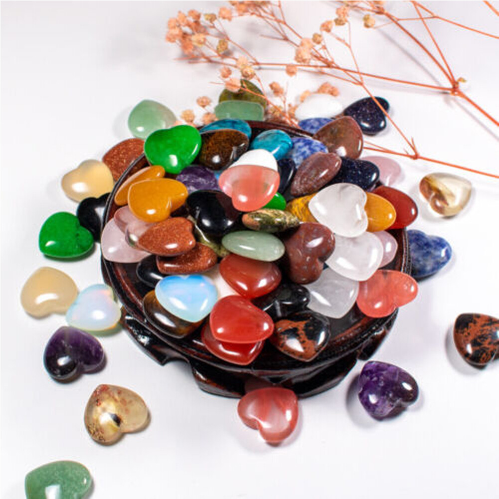 Wholesale 20mm Heart Shaped Healing Love Gemstone Natural Crystal Quartz carved