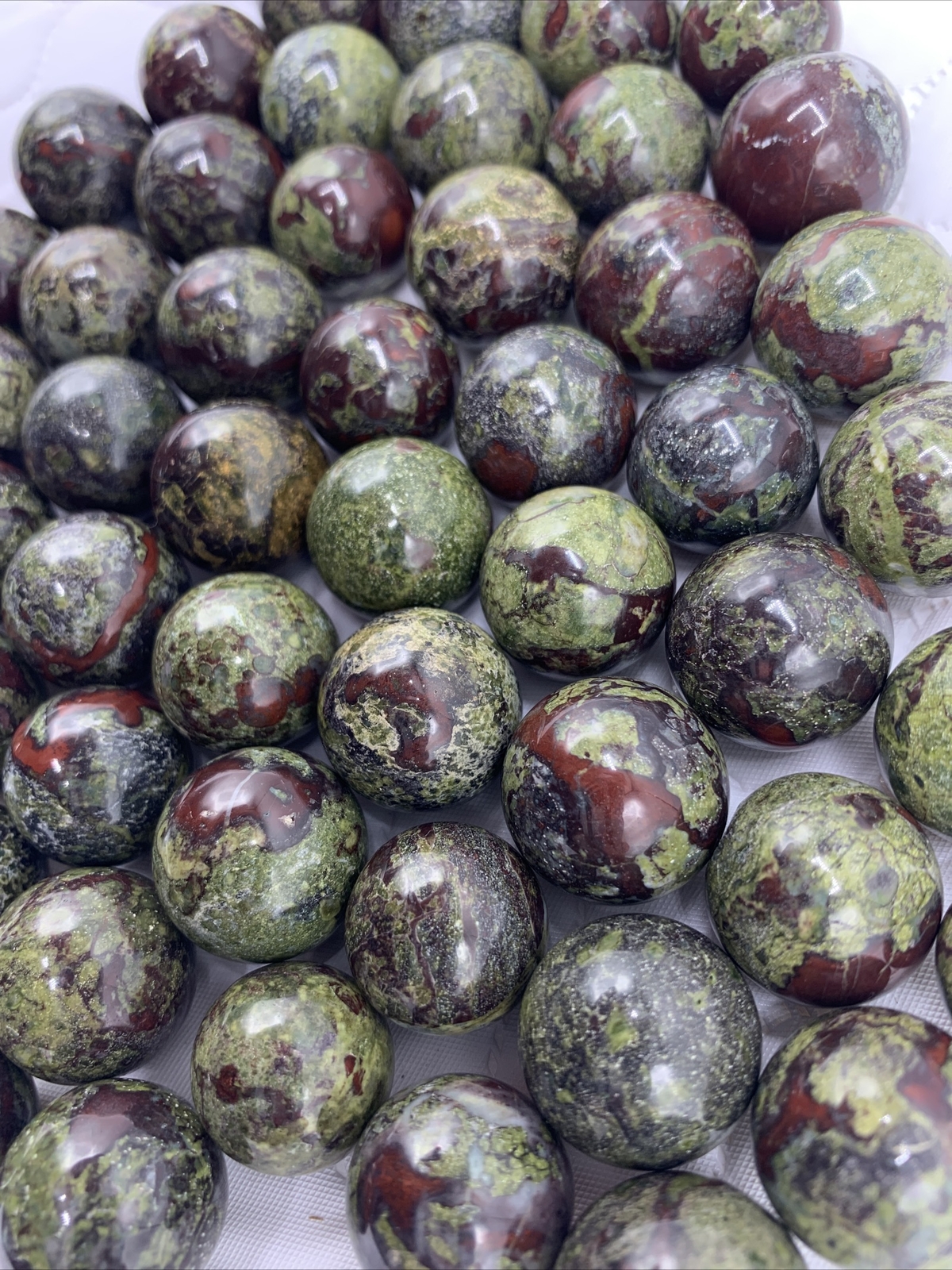 Dragon’s Blood 17-21mm Marbles •Lot Of Ten (10) Small Mini Spheres *AMAZING*