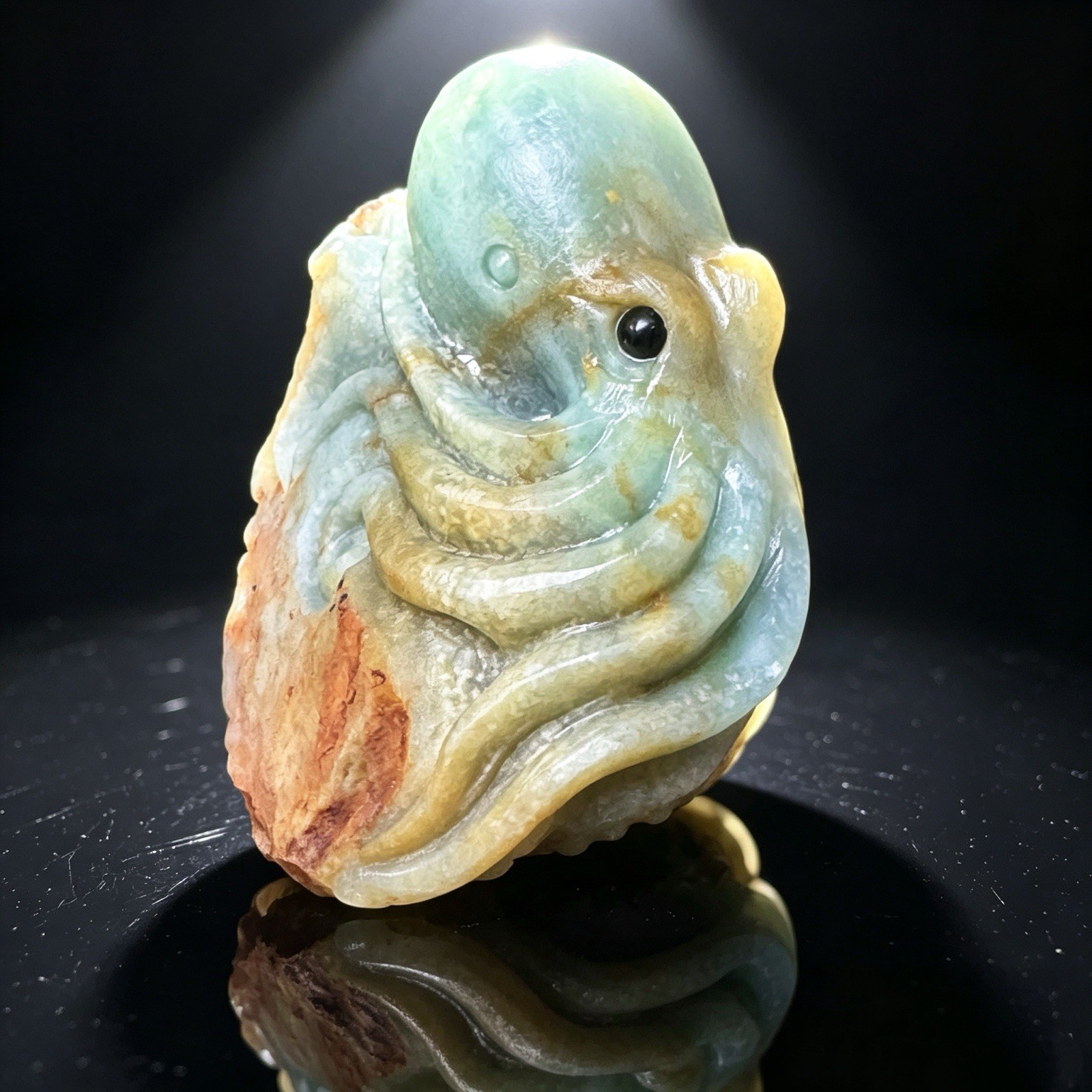 Artisan Carved Amazonite Octopus with Natural Color Variations for Collectors
